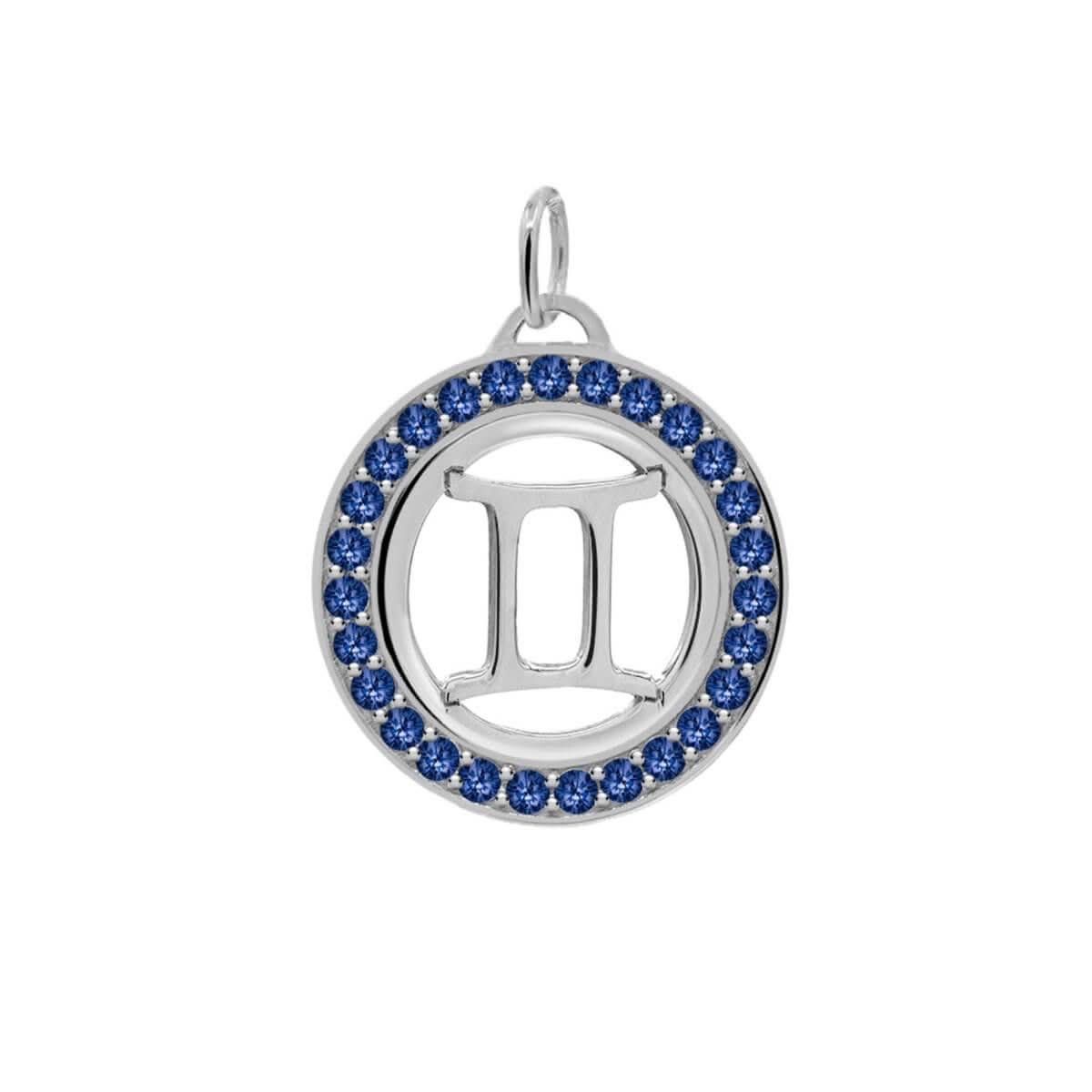 Gemini & Birthstone Pendant in 14k Gold