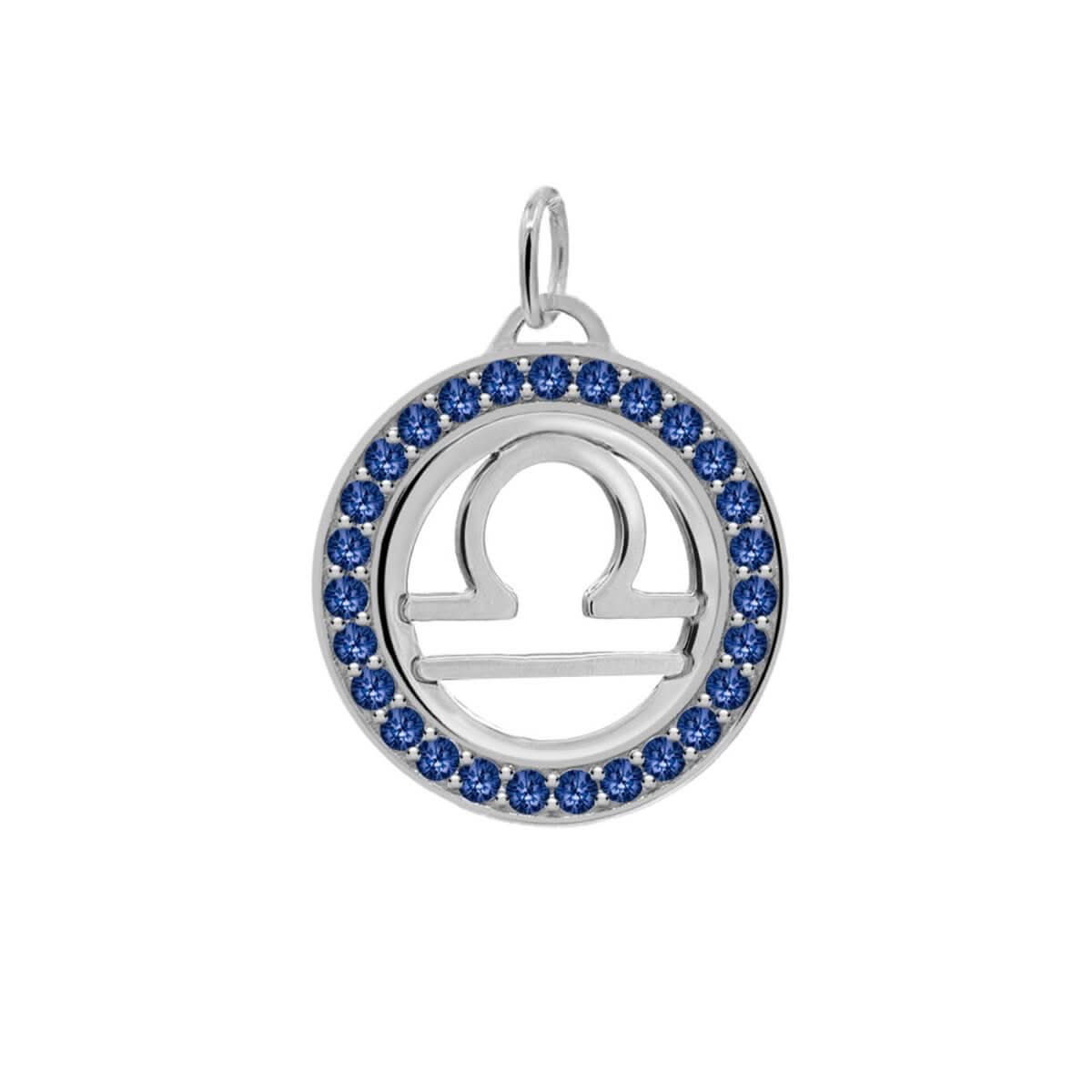 Libra & Birthstone Pendant in 14k Gold