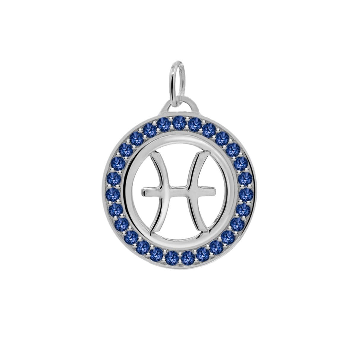 Pisces & Birthstone Pendant in 14k Gold