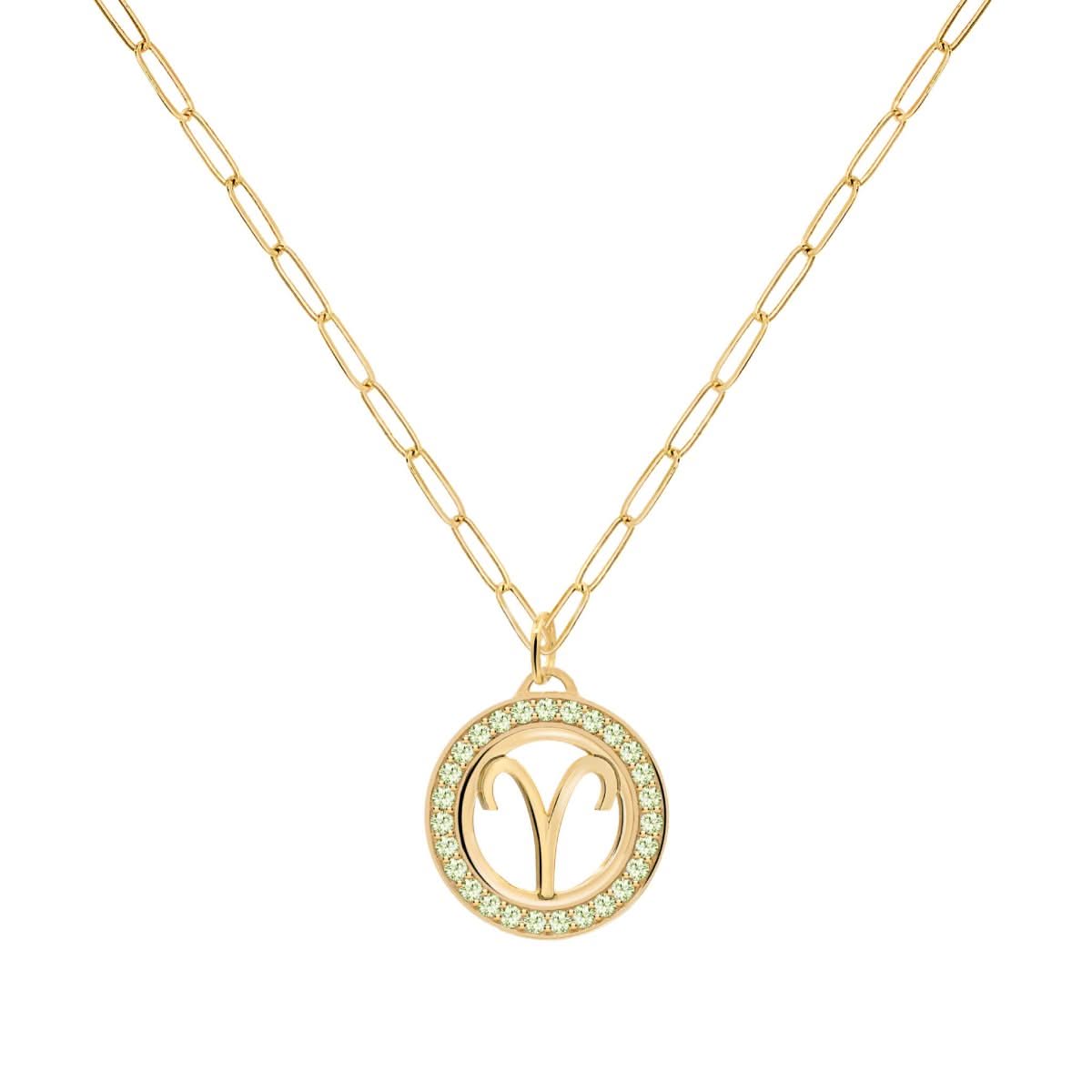 Aries & Birthstone Pendant in 14k Gold