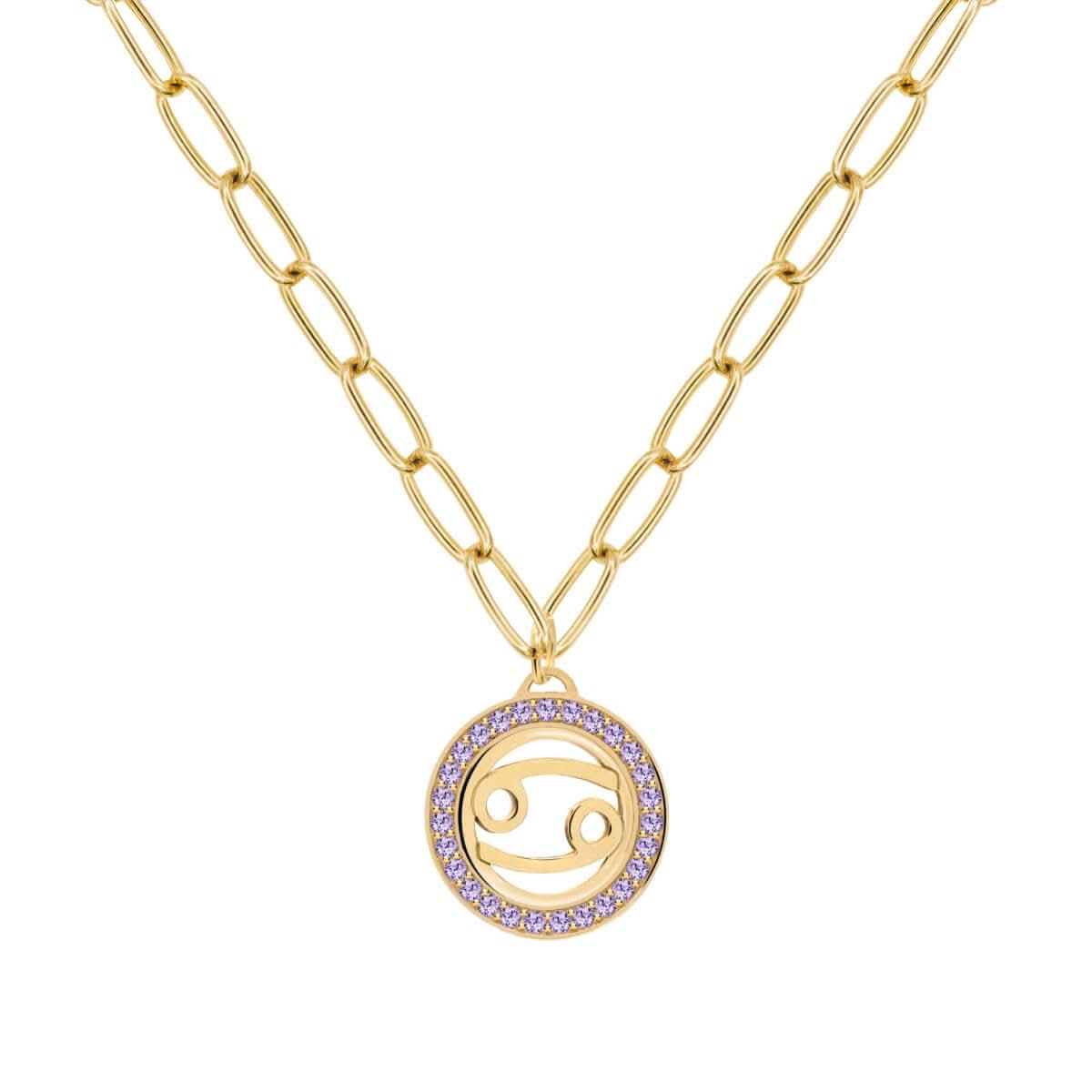 Cancer & Birthstone Pendant in 14k Gold