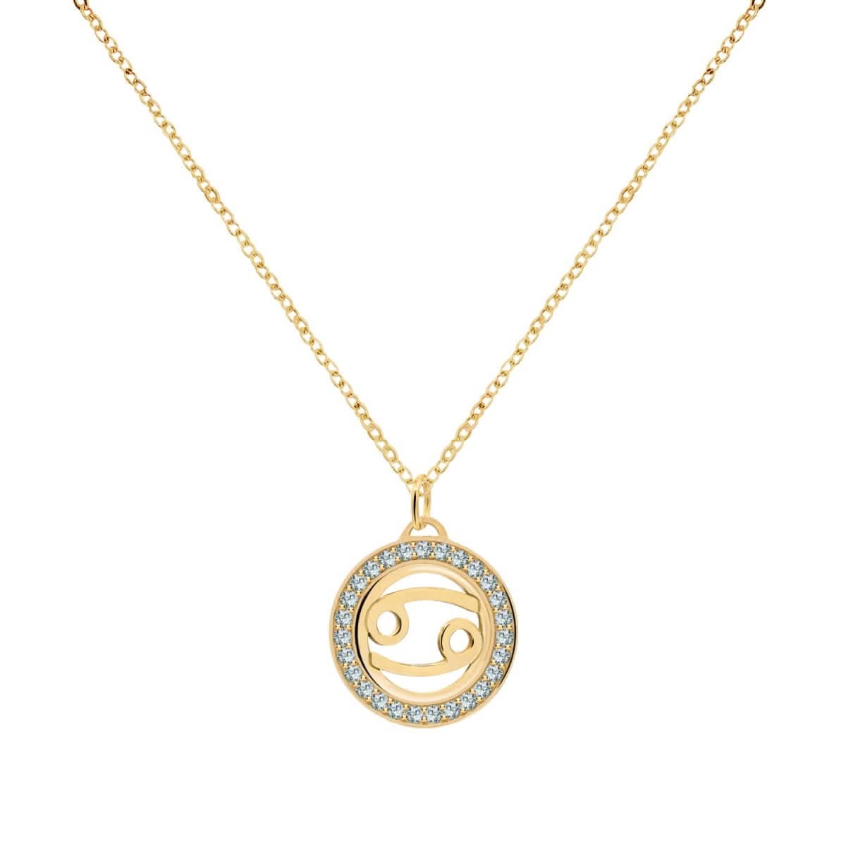 Cancer & Birthstone Pendant in 14k Gold