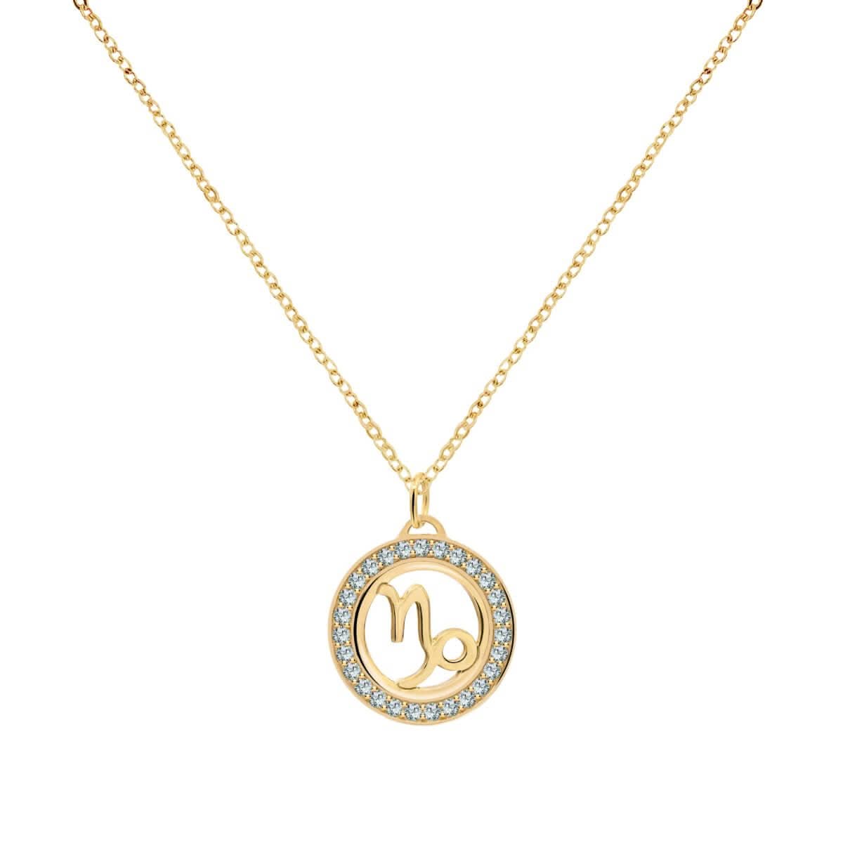 Capricorn & Birthstone Pendant in 14k Gold