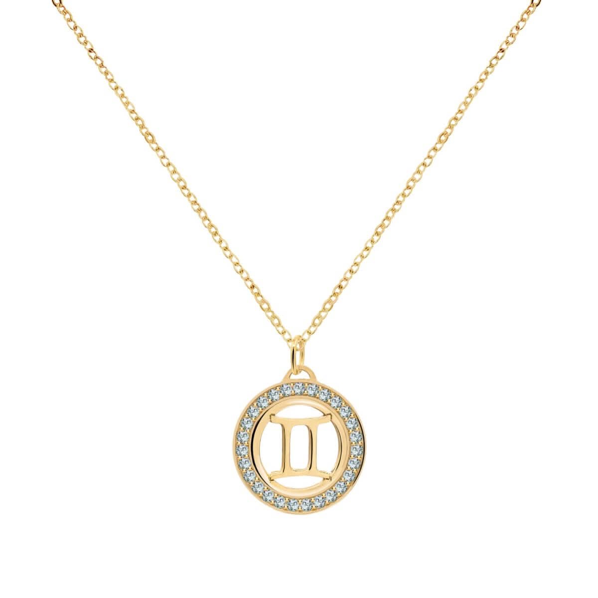 Gemini & Birthstone Pendant in 14k Gold
