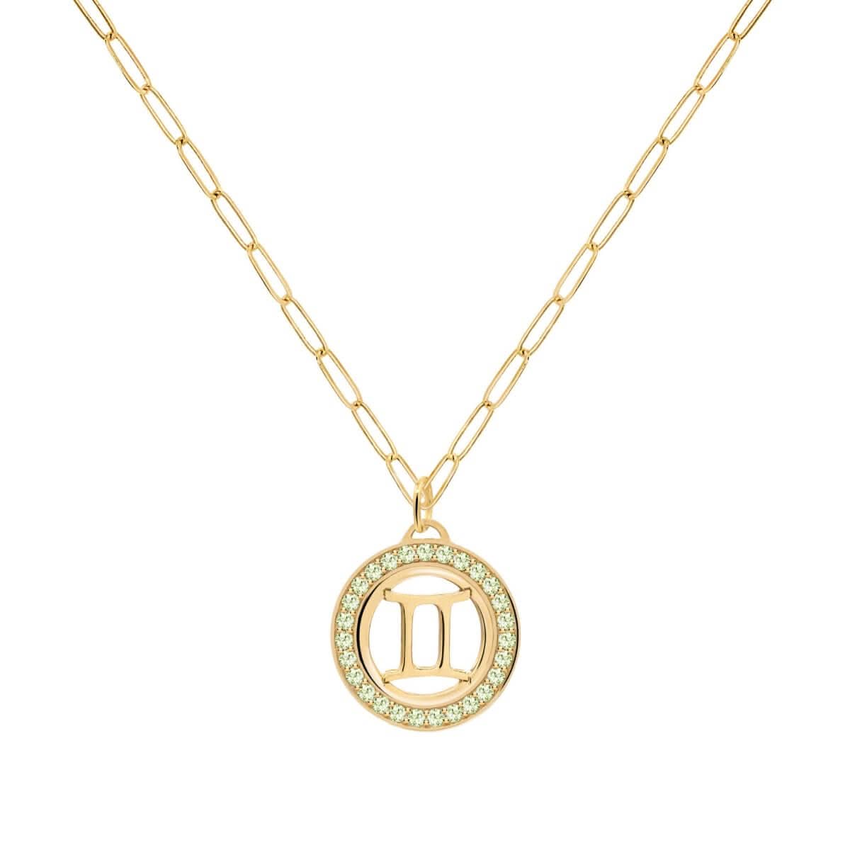 Gemini & Birthstone Pendant in 14k Gold
