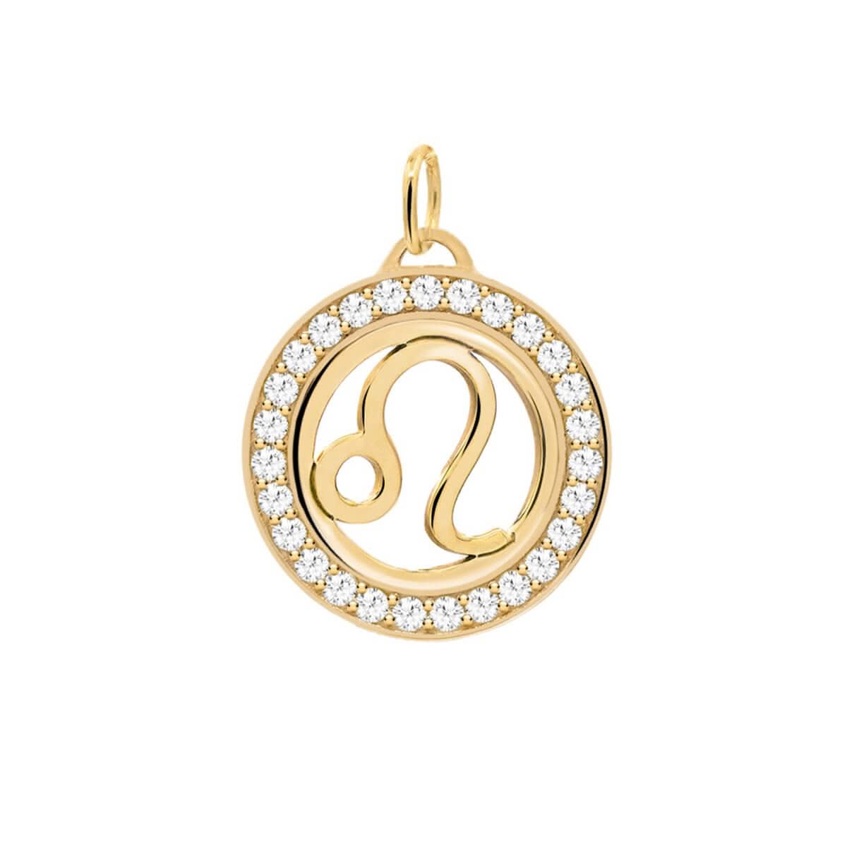 Leo & Birthstone Pendant in 14k Gold