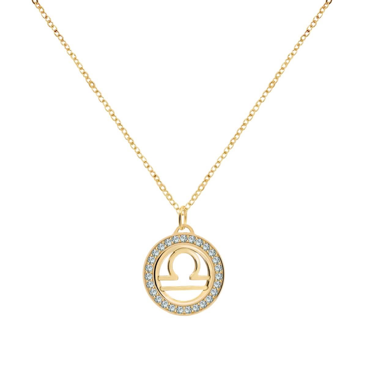 Libra & Birthstone Pendant in 14k Gold