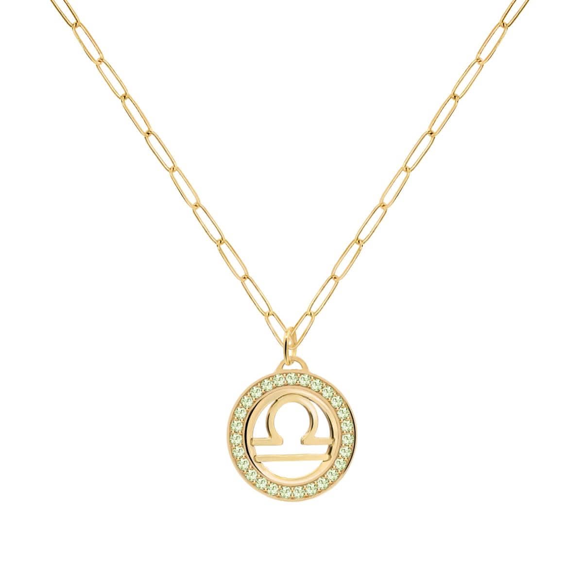 Libra & Birthstone Pendant in 14k Gold