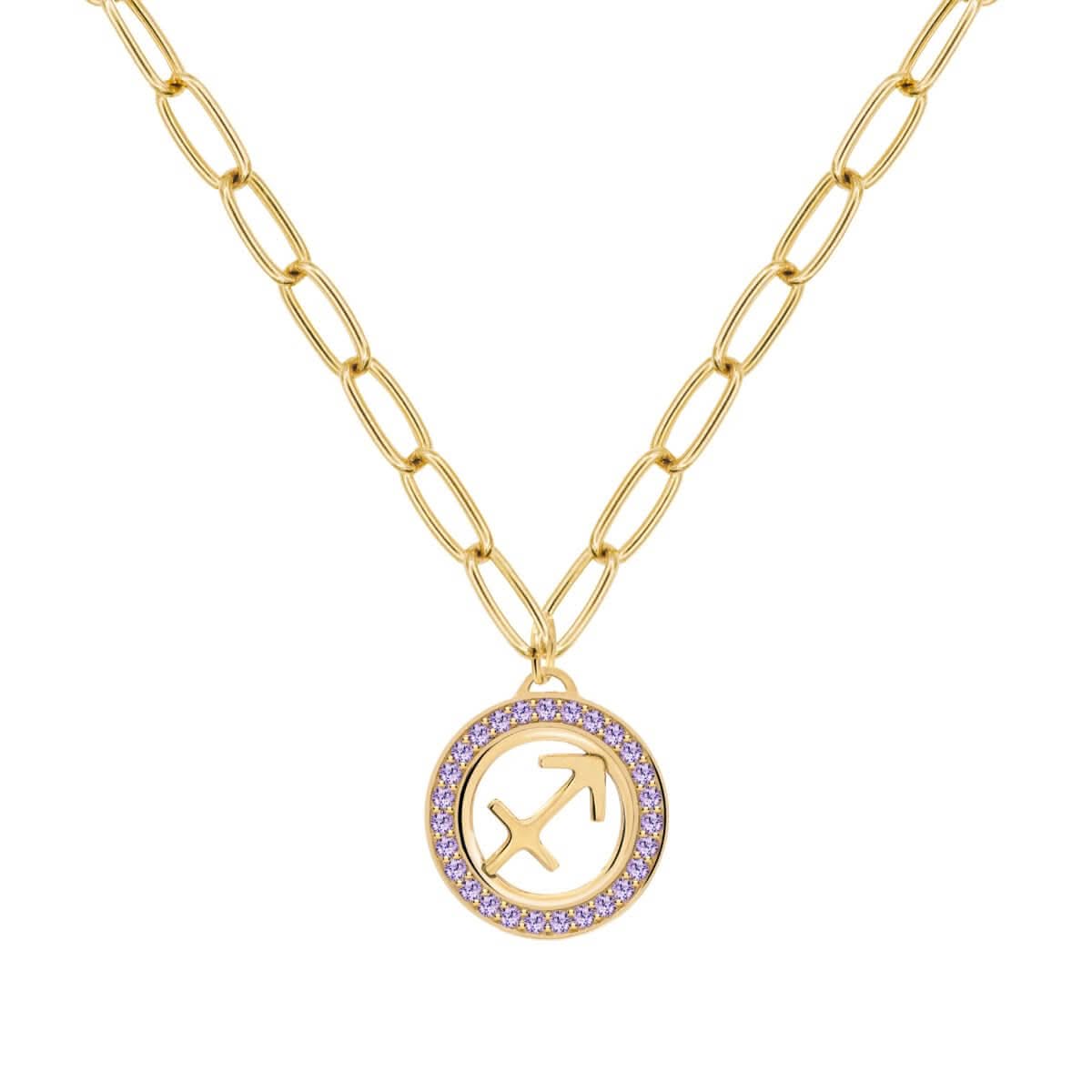 Sagittarius & Birthstone Pendant in 14k Gold