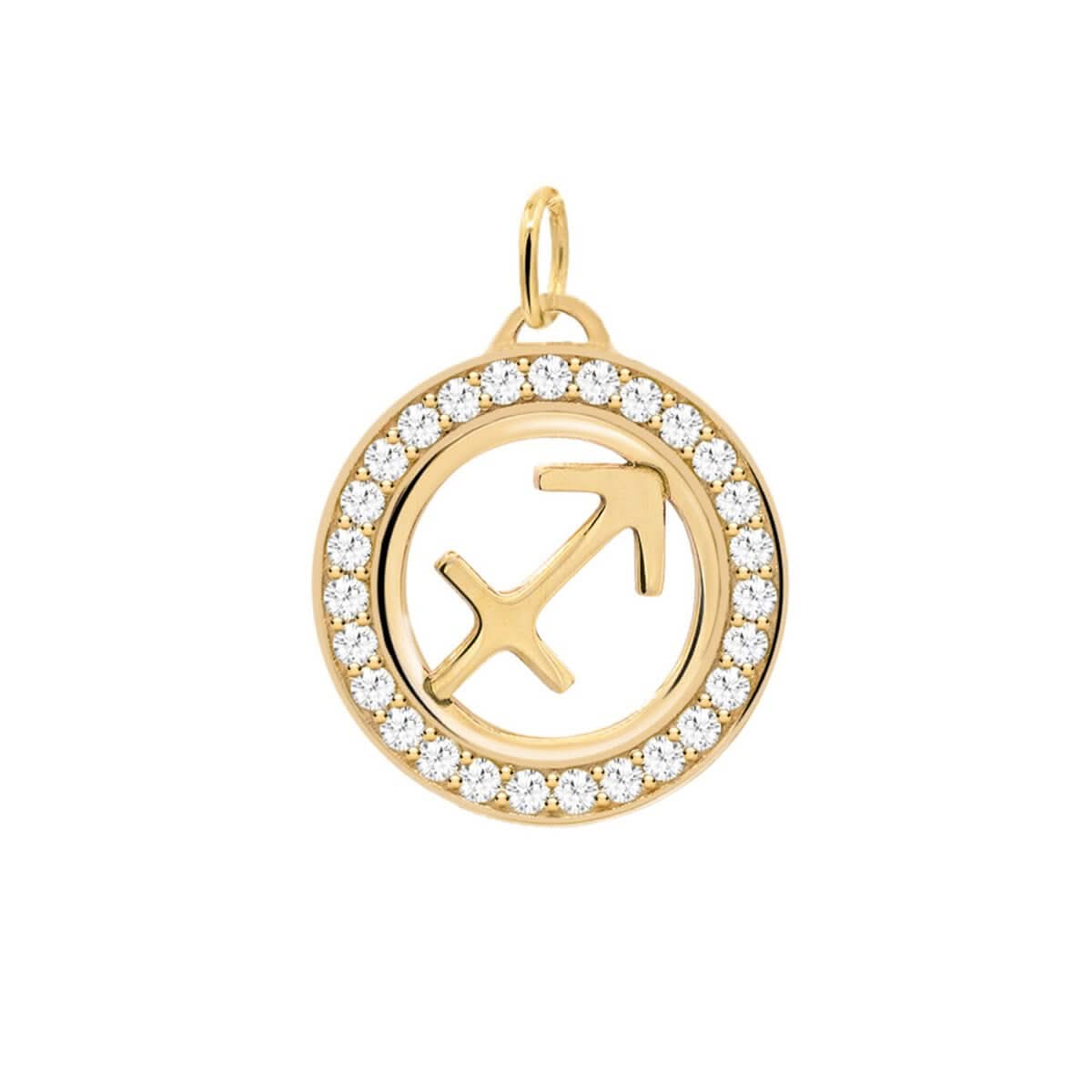 Sagittarius & Birthstone Pendant in 14k Gold
