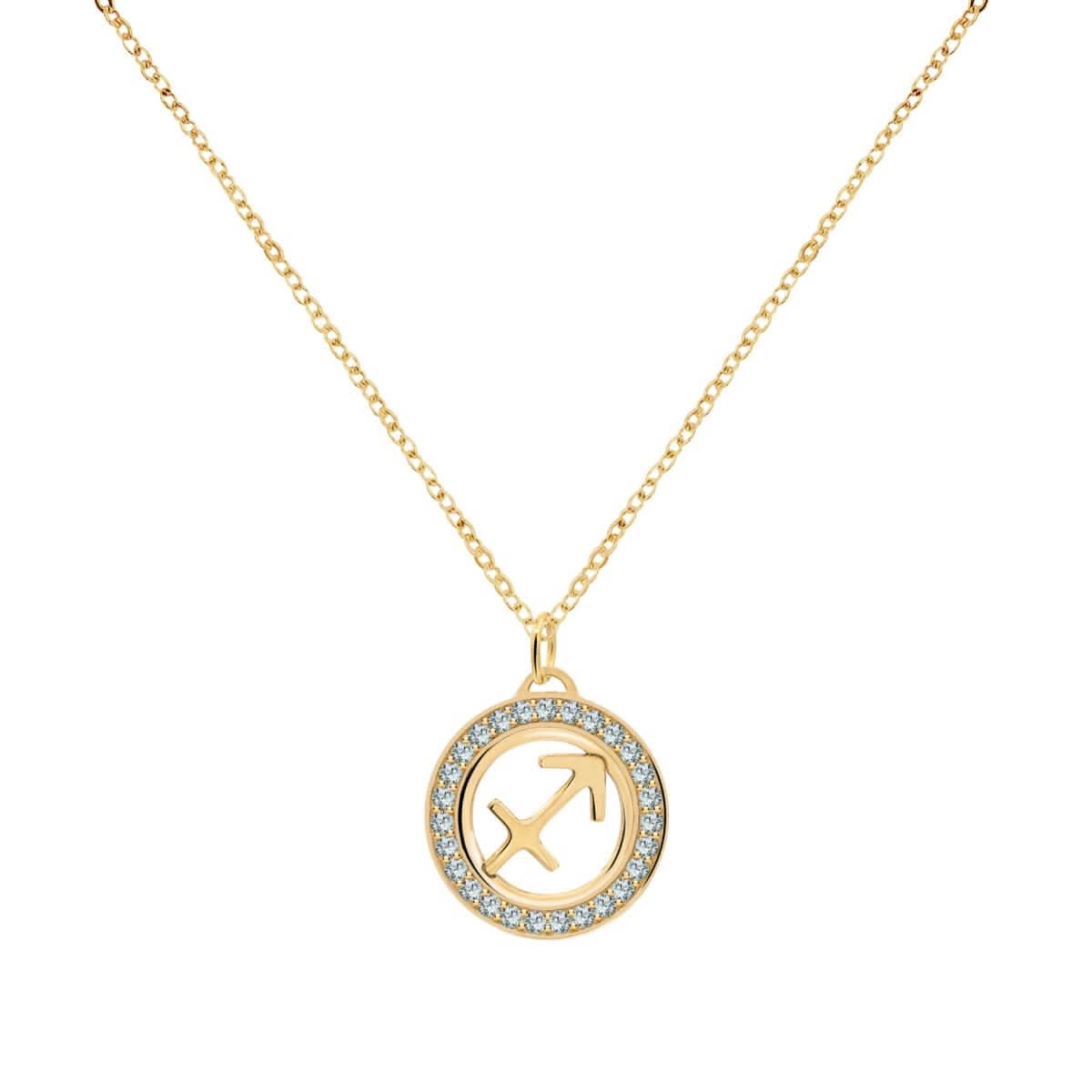 Sagittarius & Birthstone Pendant in 14k Gold