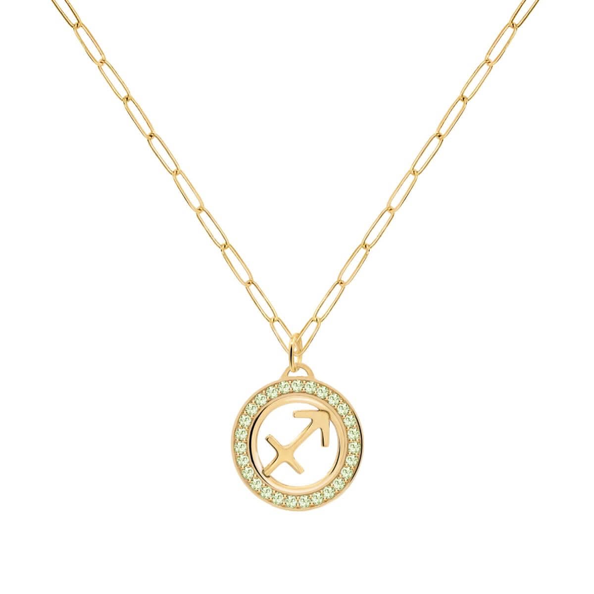 Sagittarius & Birthstone Pendant in 14k Gold