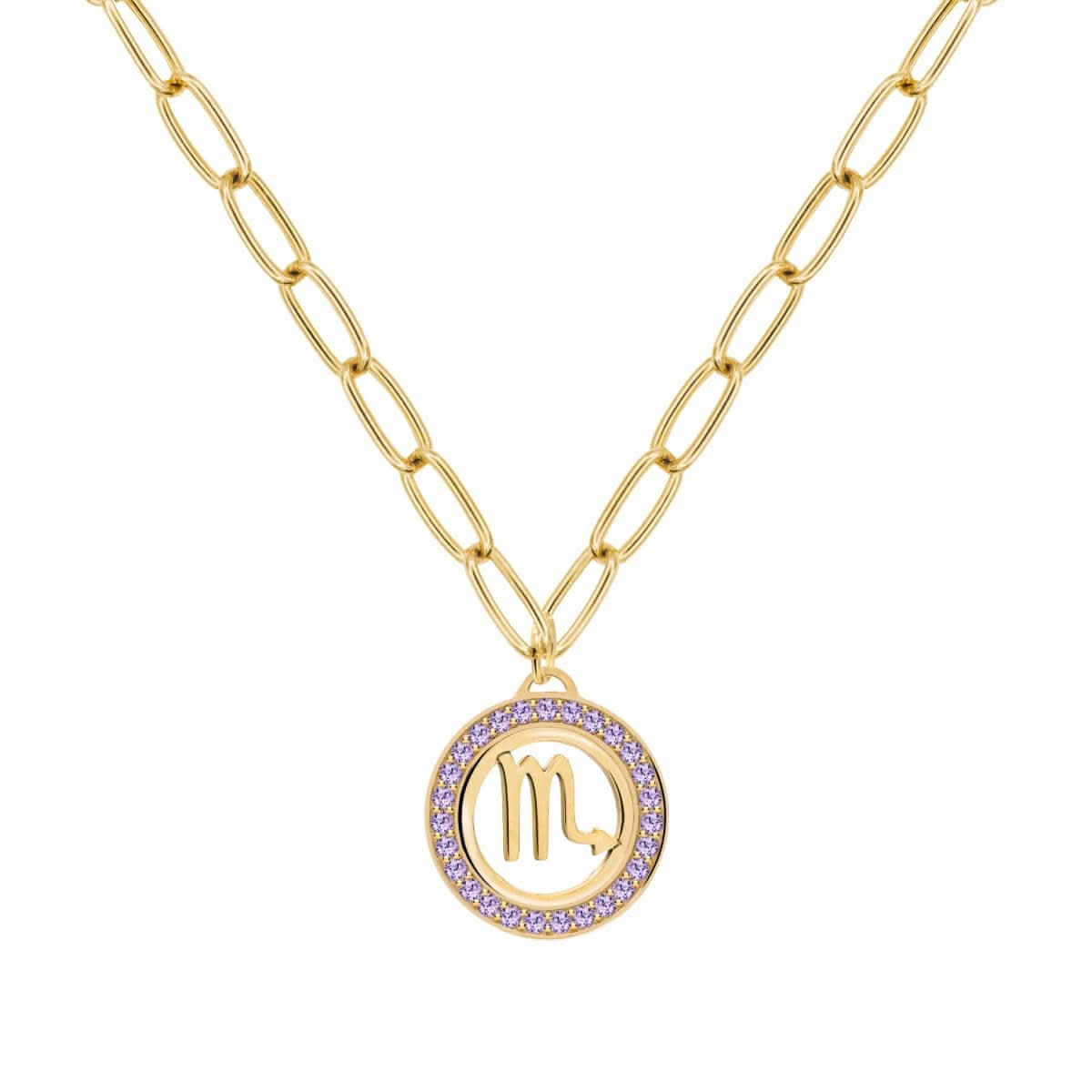 Scorpio & Birthstone Pendant in 14k Gold