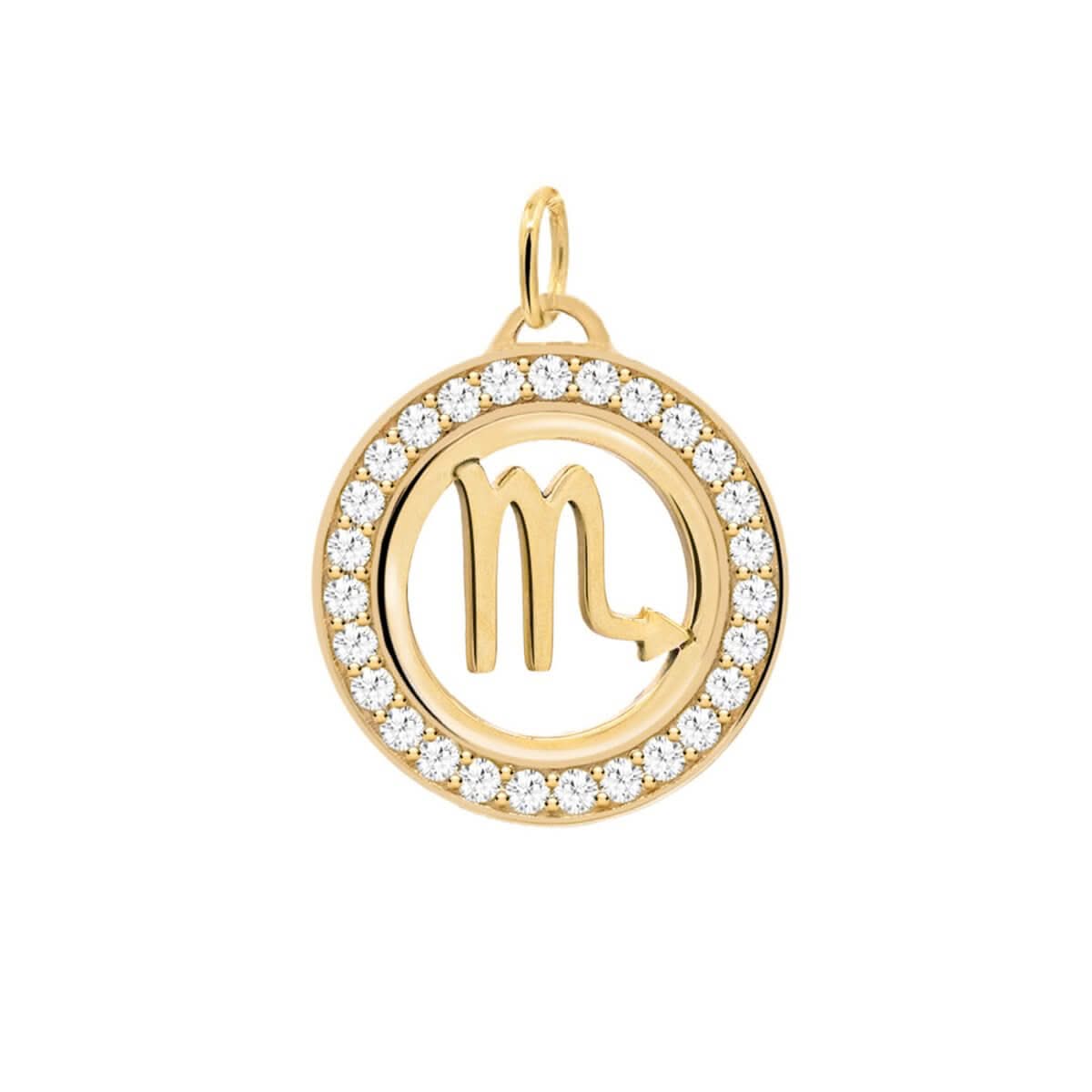 Scorpio & Birthstone Pendant in 14k Gold