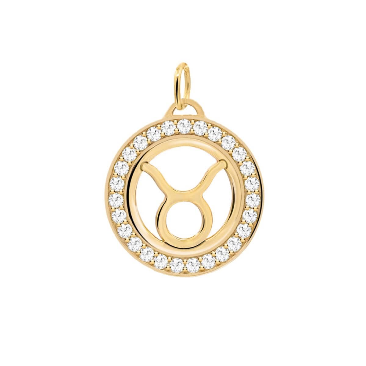 Taurus & Birthstone Pendant in 14k Gold