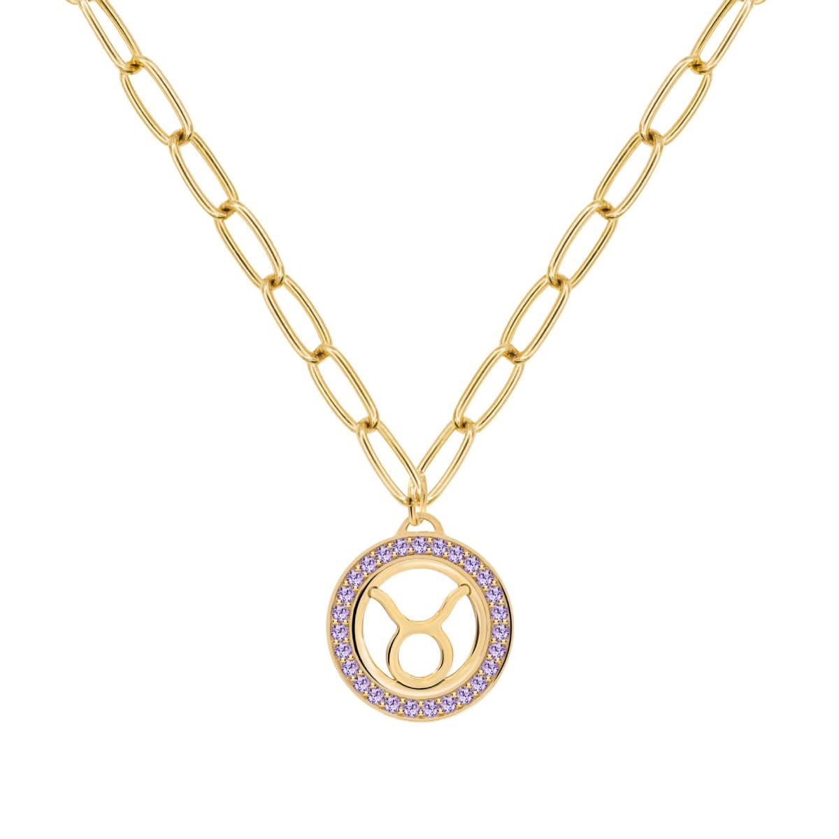 Taurus & Birthstone Pendant in 14k Gold