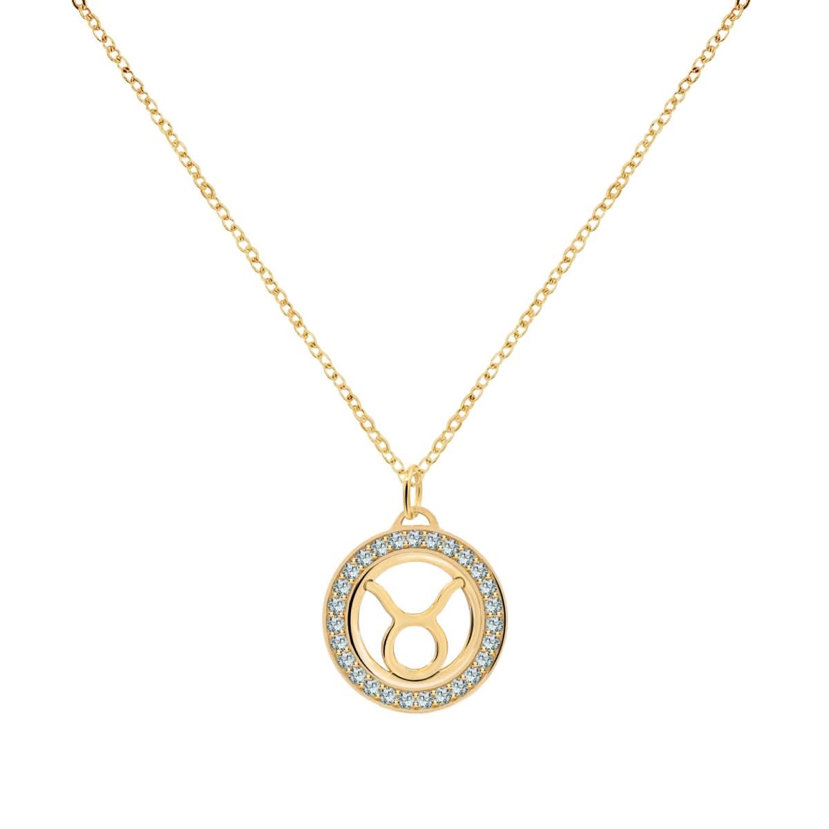 Zodiac & Birthstone Pendant in 14k Gold