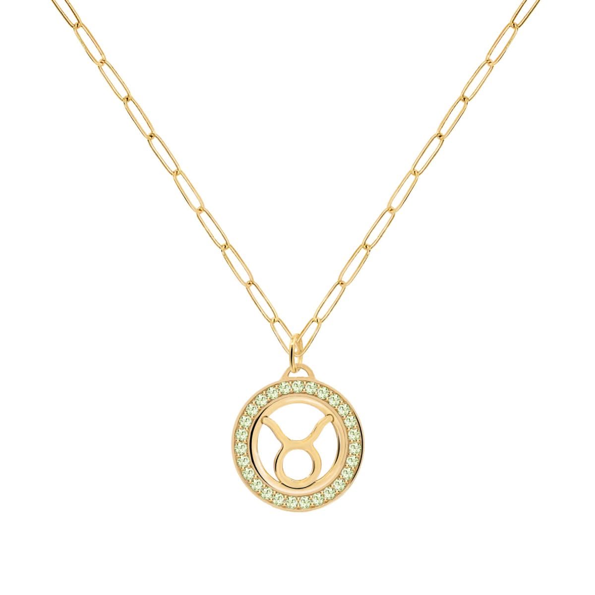 Taurus & Birthstone Pendant in 14k Gold