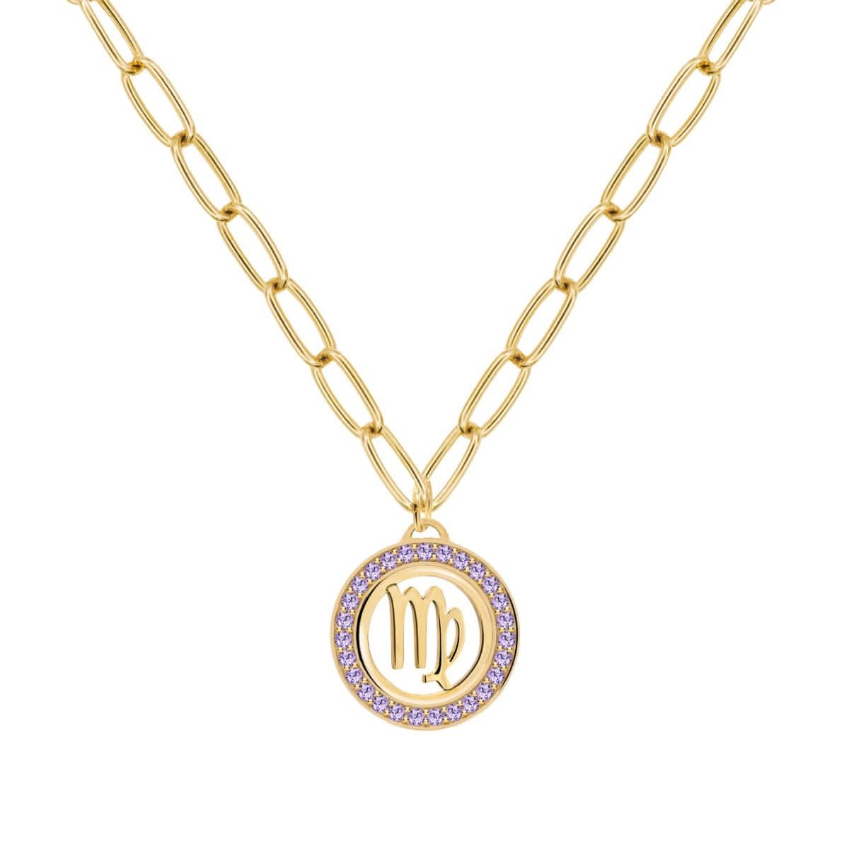 Virgo & Birthstone Pendant in 14k Gold
