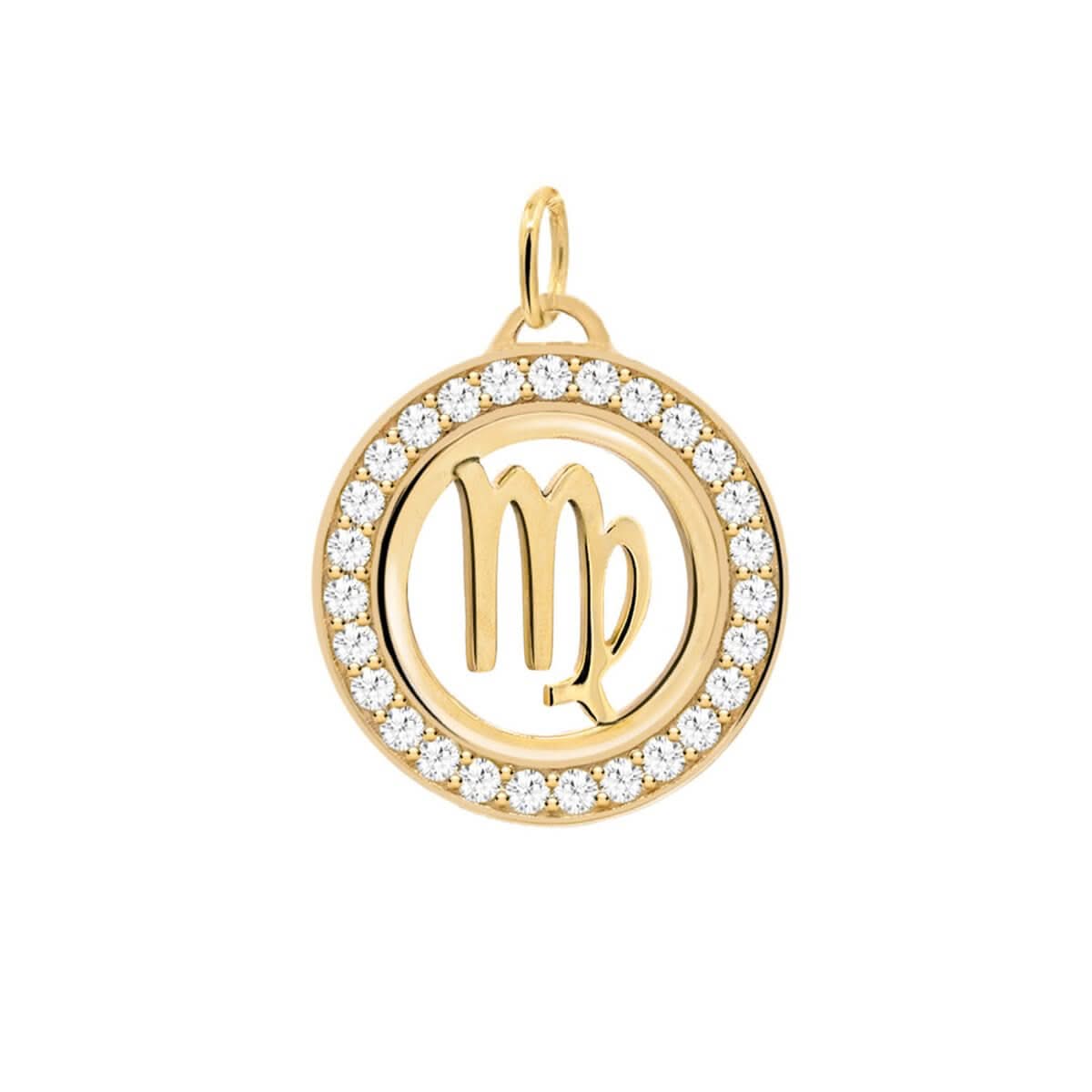Virgo & Birthstone Pendant in 14k Gold