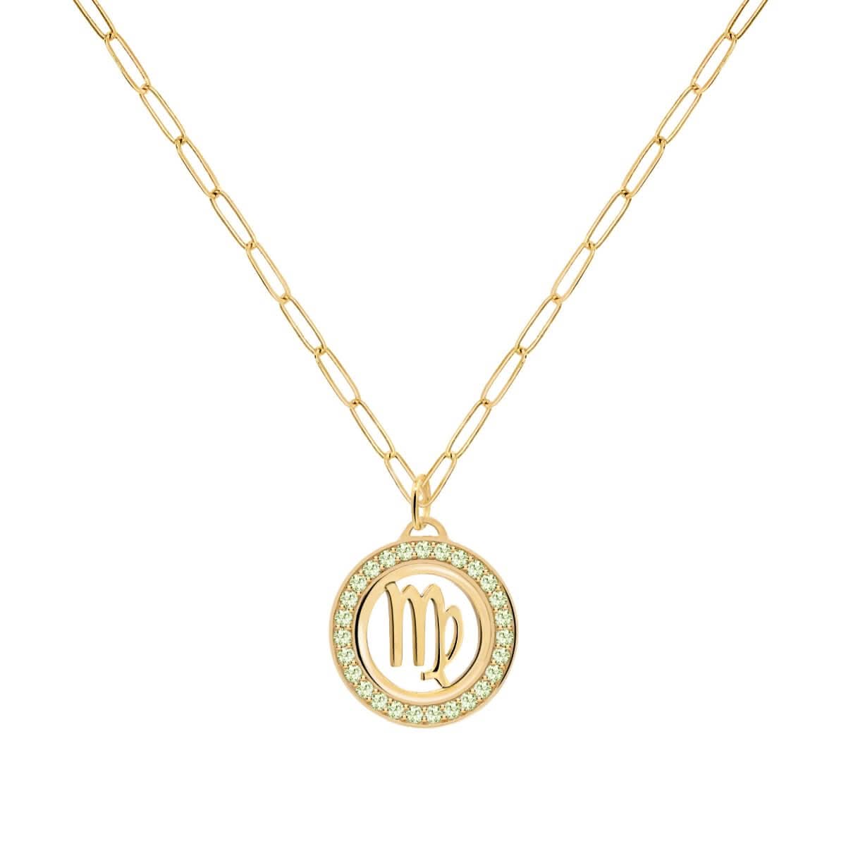 Virgo & Birthstone Pendant in 14k Gold
