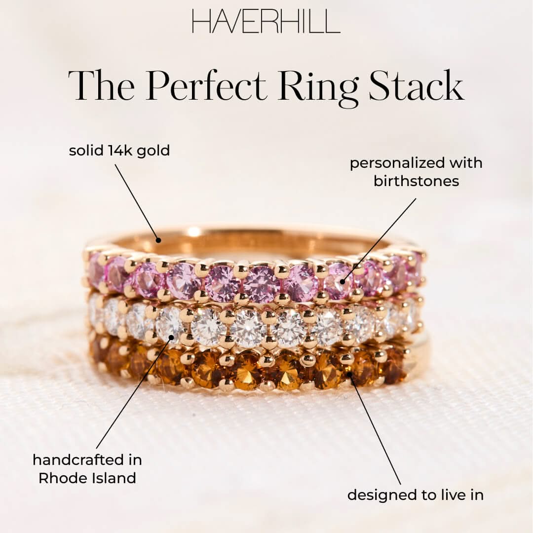Rosecliff Citrine Stackable Ring in 14k Gold (November)