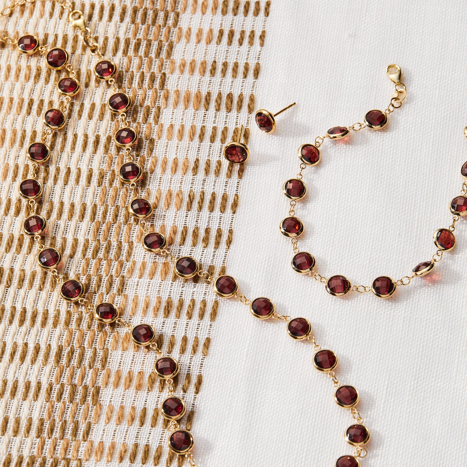 Grand Garnet Stud Earrings in 14k Gold (January)