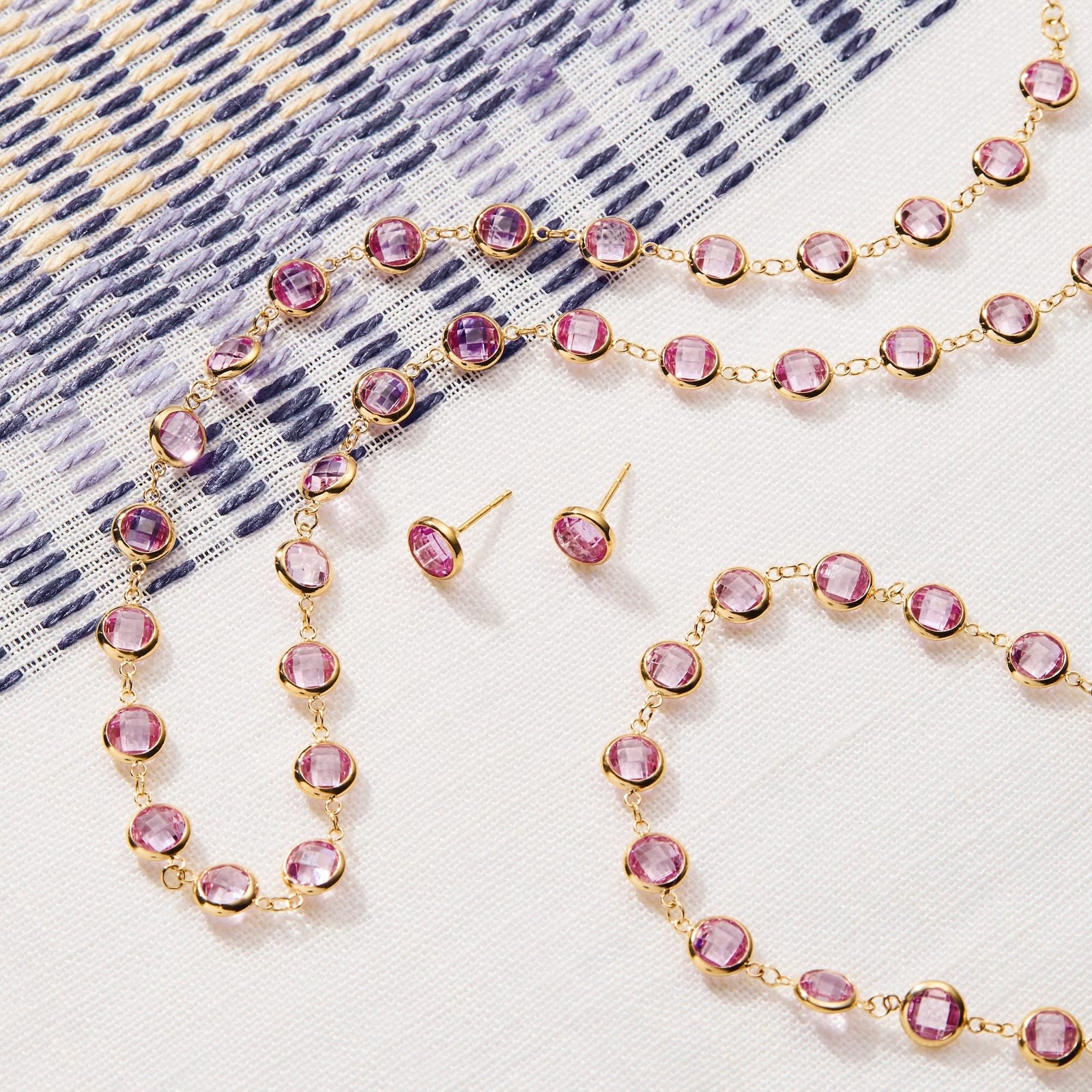 Newport Grand Pink Sapphire Bracelet in 14k Gold (October)