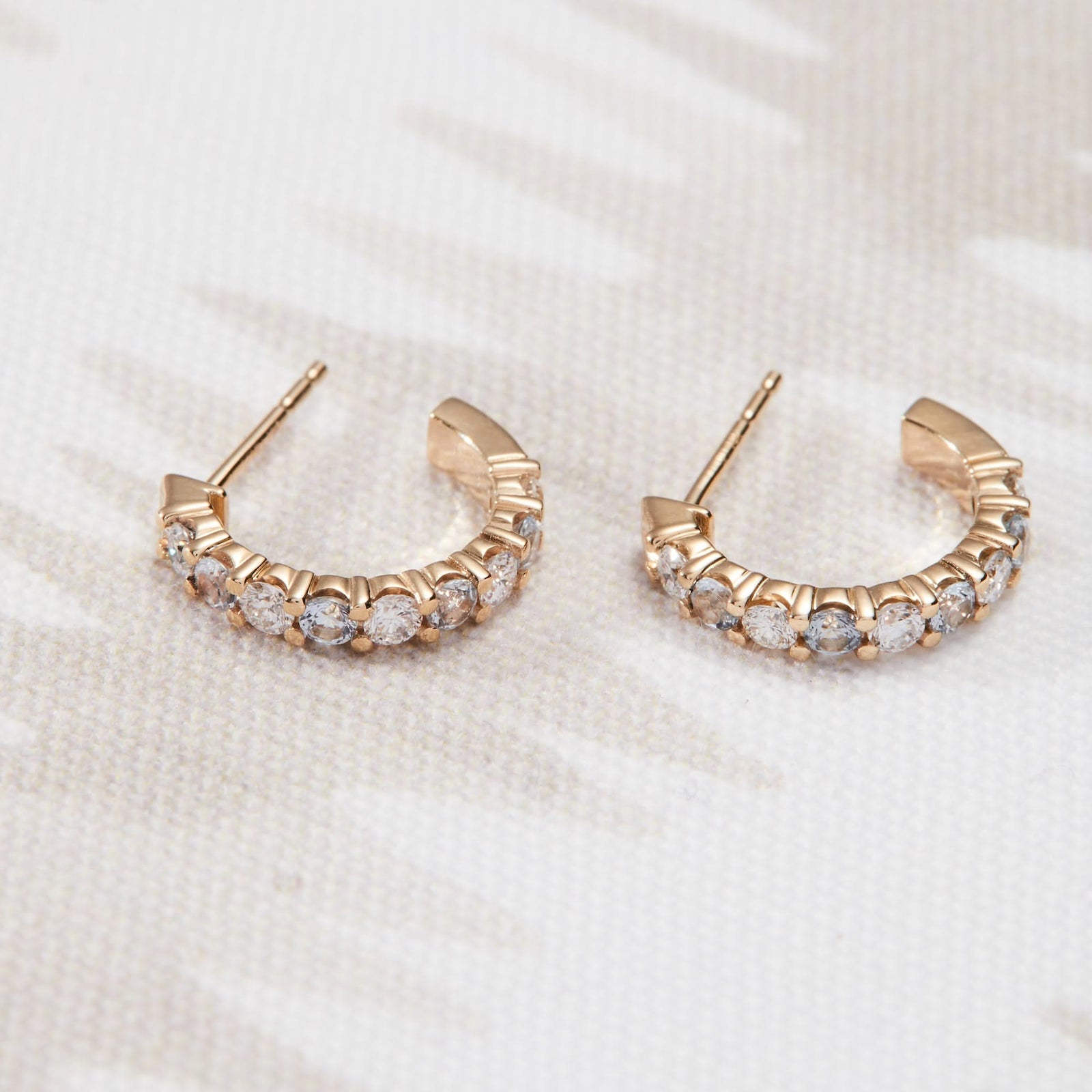 Rosecliff Diamond & Aquamarine Huggie Hoop Earrings in 14k Gold (March)