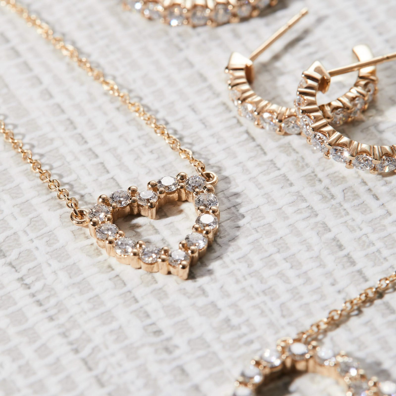 Rosecliff Small Heart Diamond Necklace in 14k Gold (April)