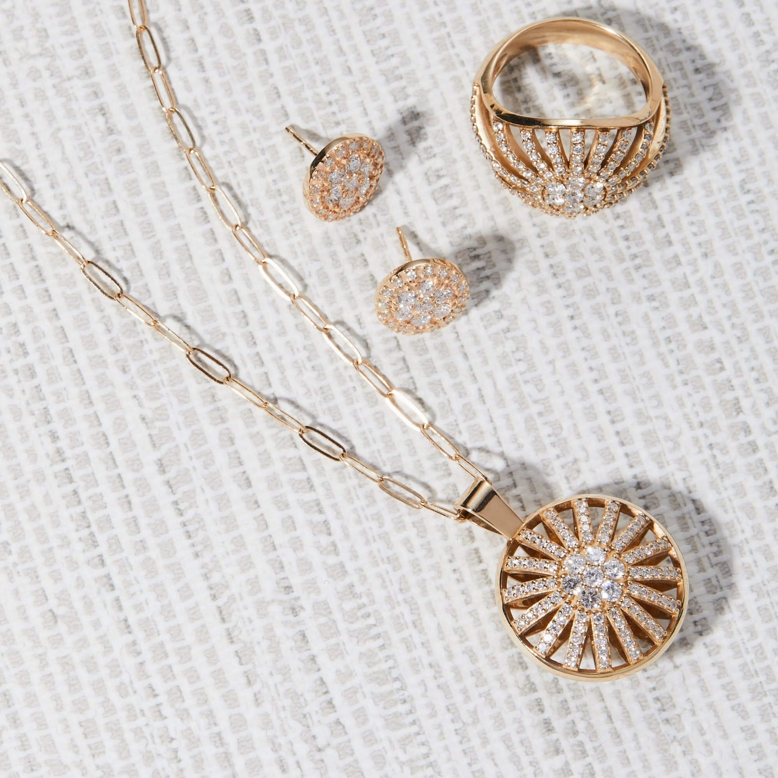 Palmer Diamond Dome Pendant in Solid 14k Gold