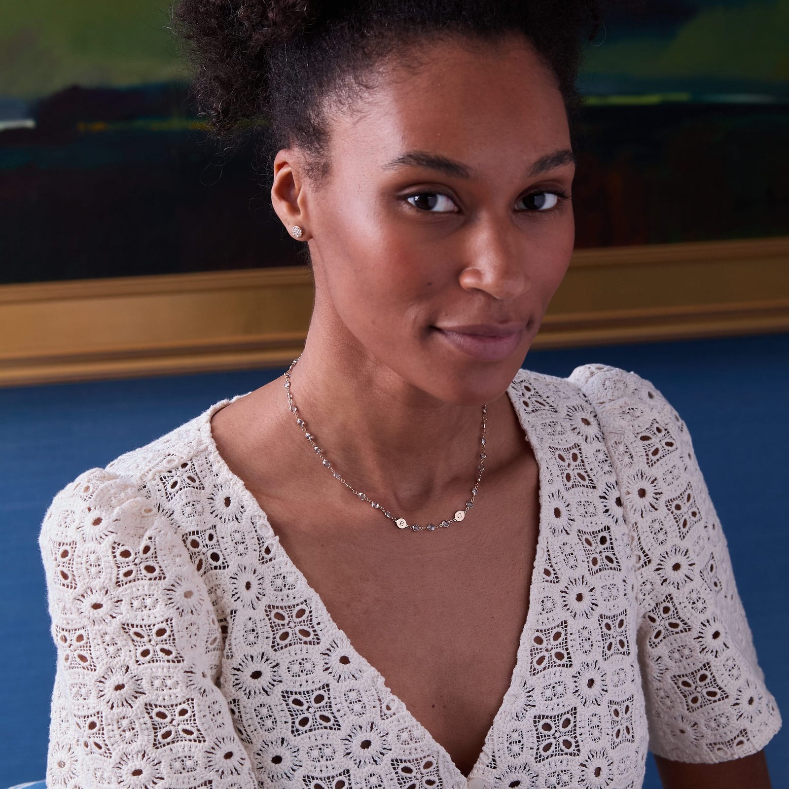 Newport 2 Letter Birthstone Necklace in 14k Gold