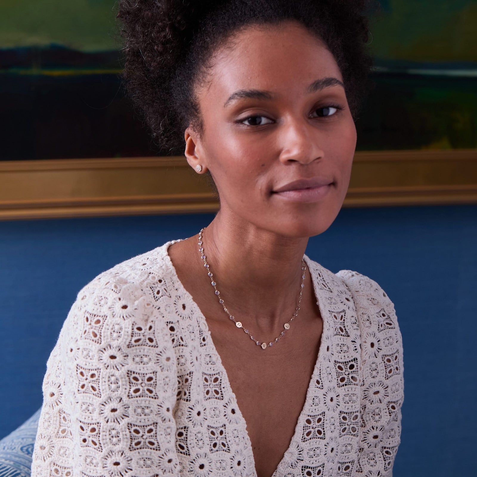 Newport 3 Letter Birthstone Necklace in 14k Gold