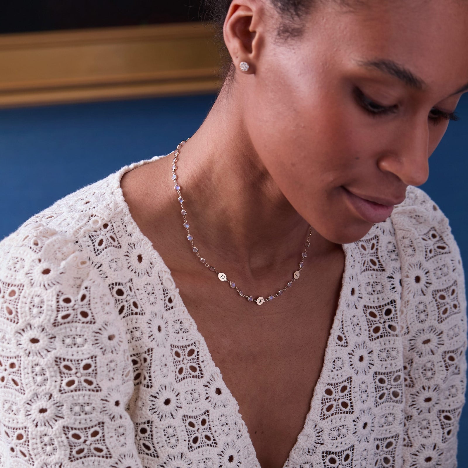 Newport 3 Letter Birthstone Necklace in 14k Gold