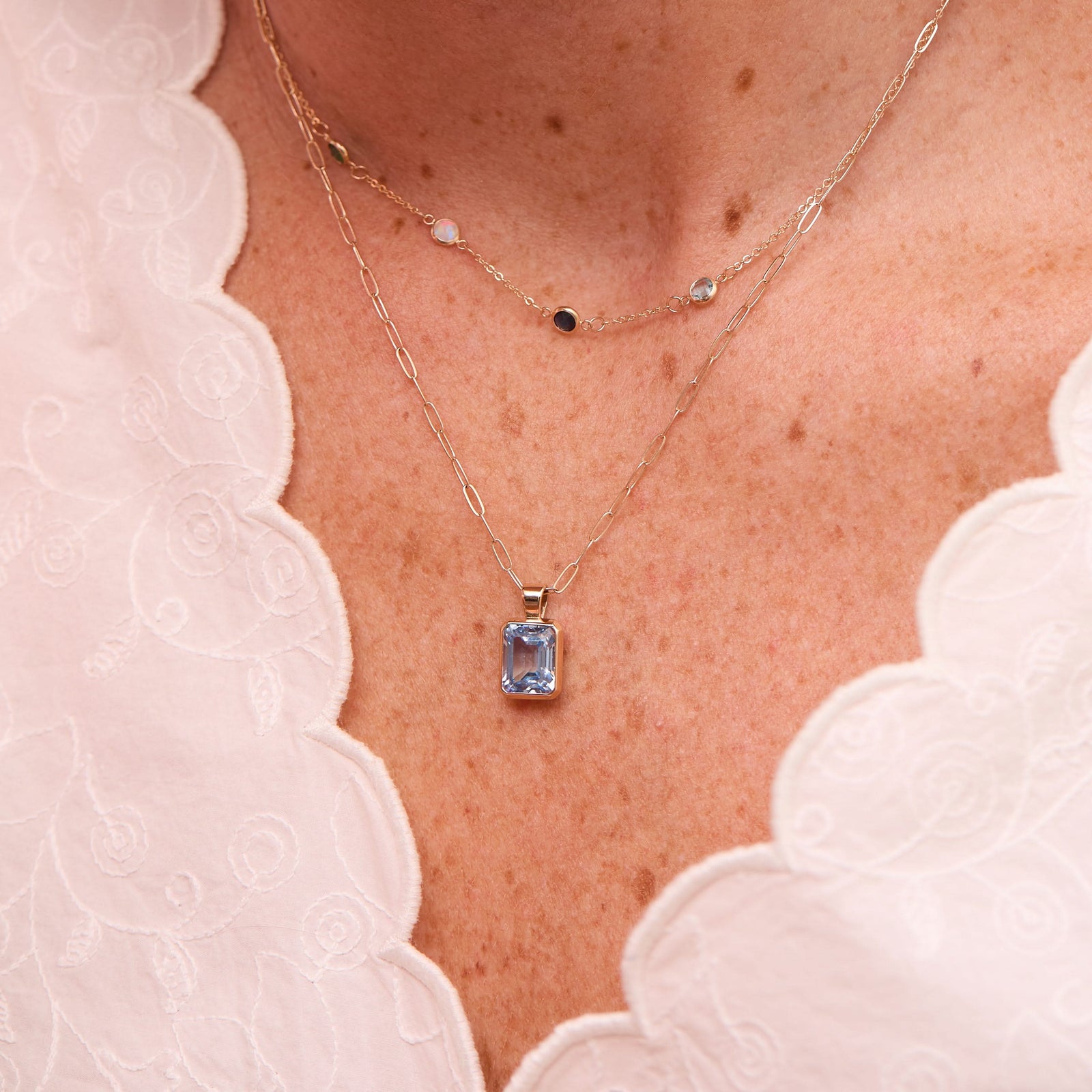 Warren Aquamarine Pendant in 14k Gold (March)