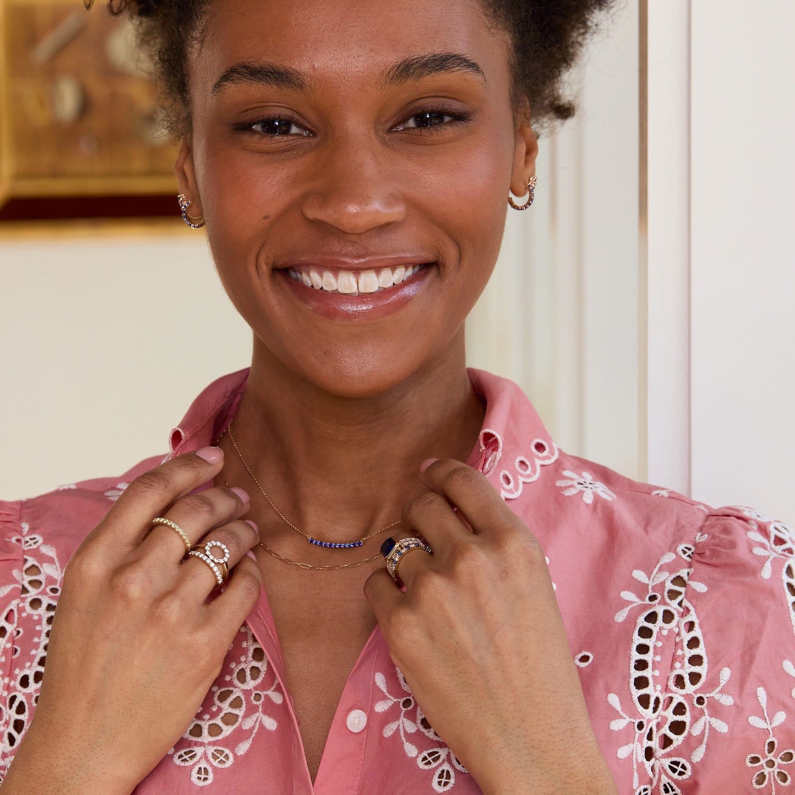 Rosecliff Sapphire Bar Necklace in 14k Gold (September)