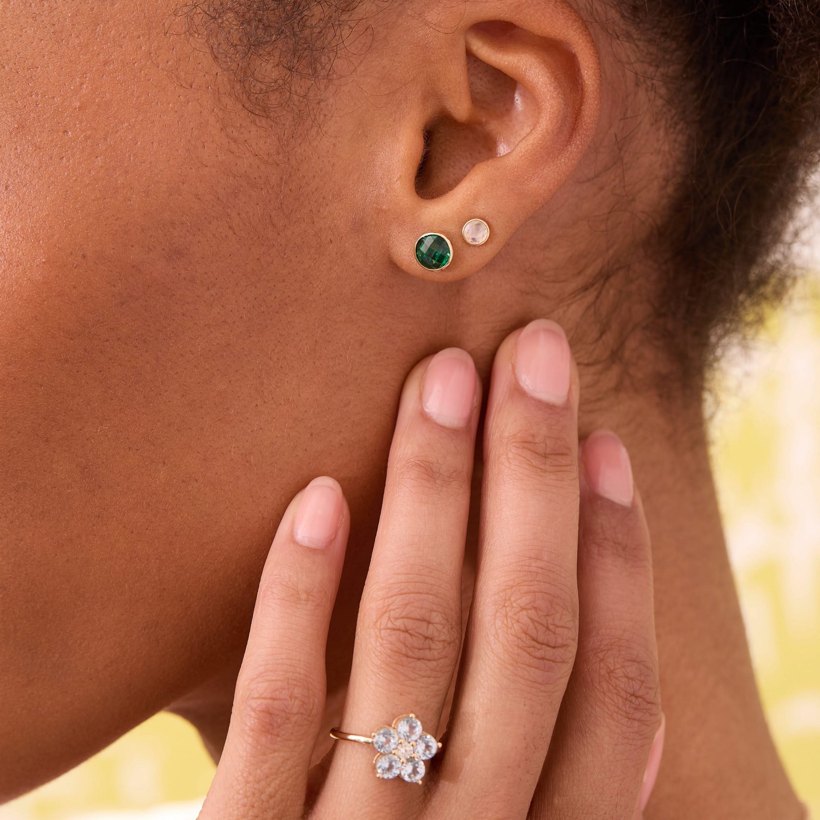 Grand Emerald Stud Earrings in 14k Gold (May)