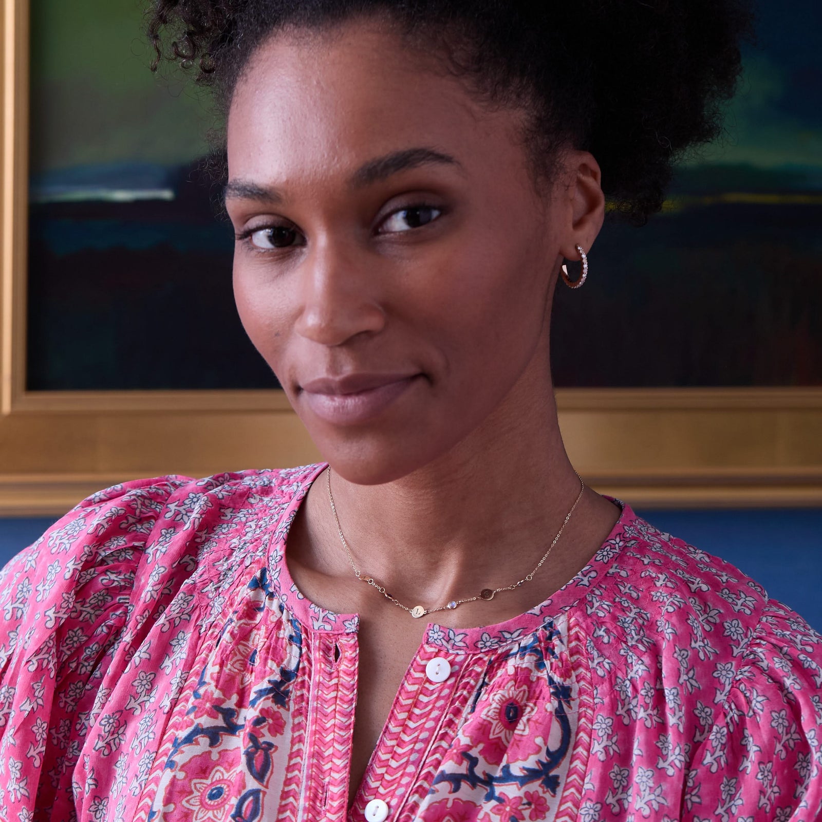 3 Letter & 3 Petite Birthstone Necklace in 14k Gold (Single Spacing)