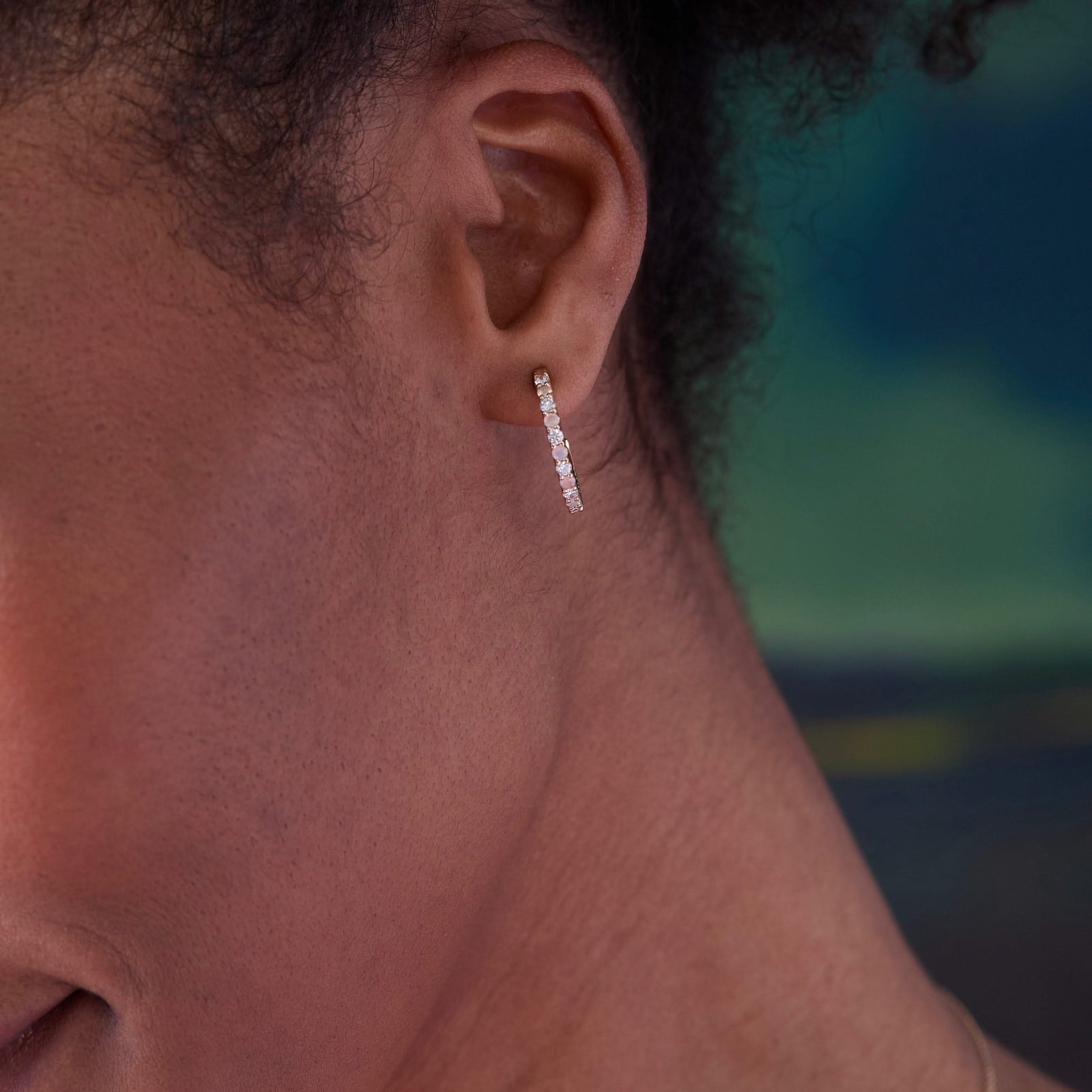 Rosecliff Diamond & Opal Hoop Earrings in 14k Gold (October)