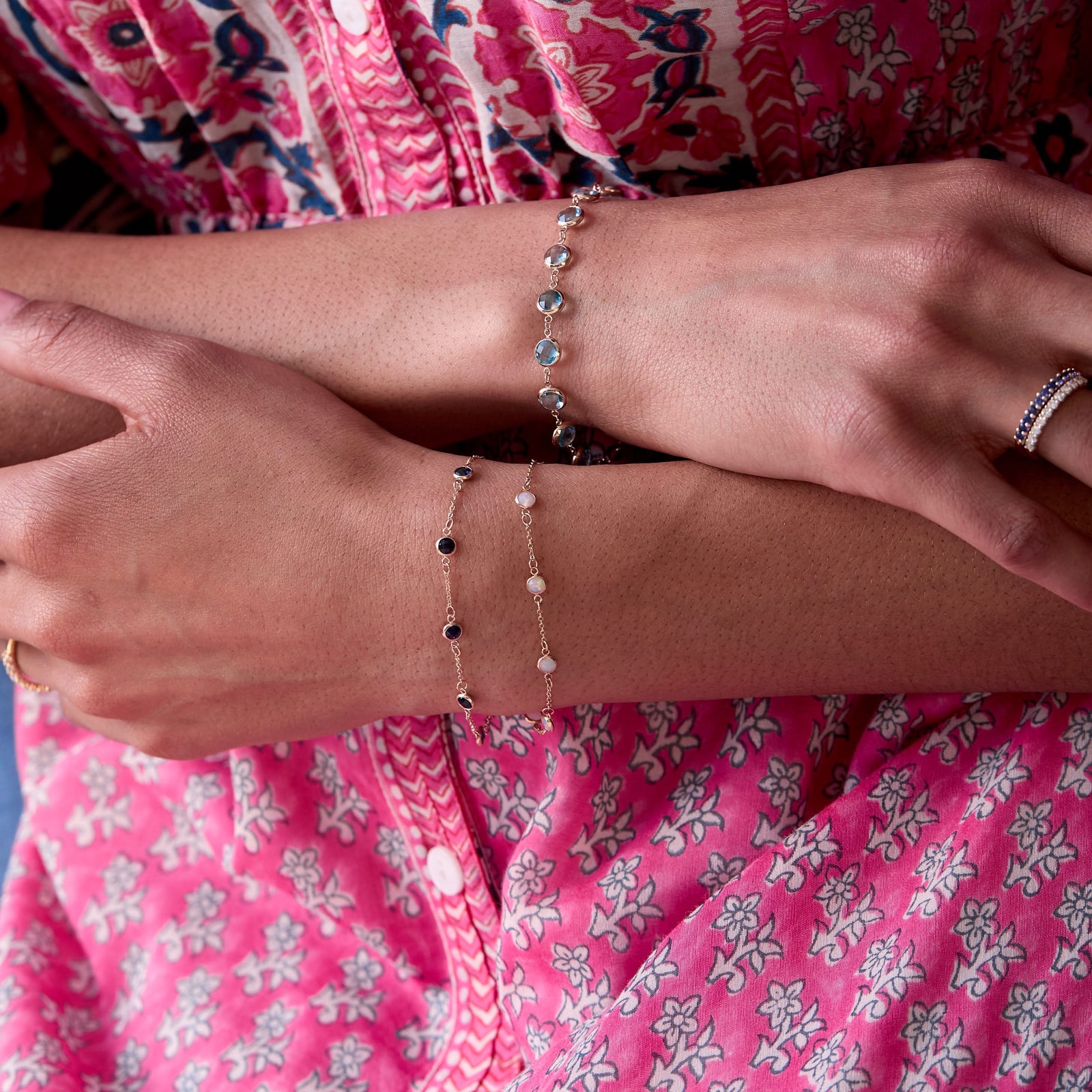 Petite 7 Birthstone Bracelet in 14k Gold