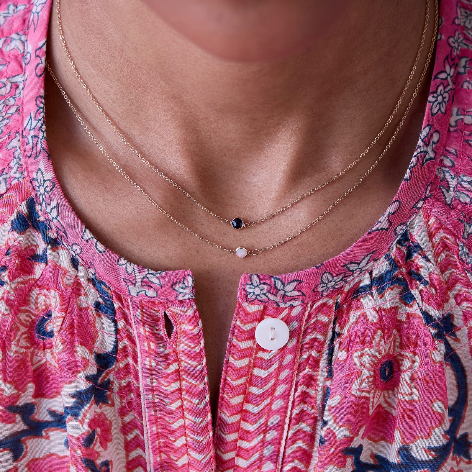 Petite 1 Birthstone Necklace in 14k Gold