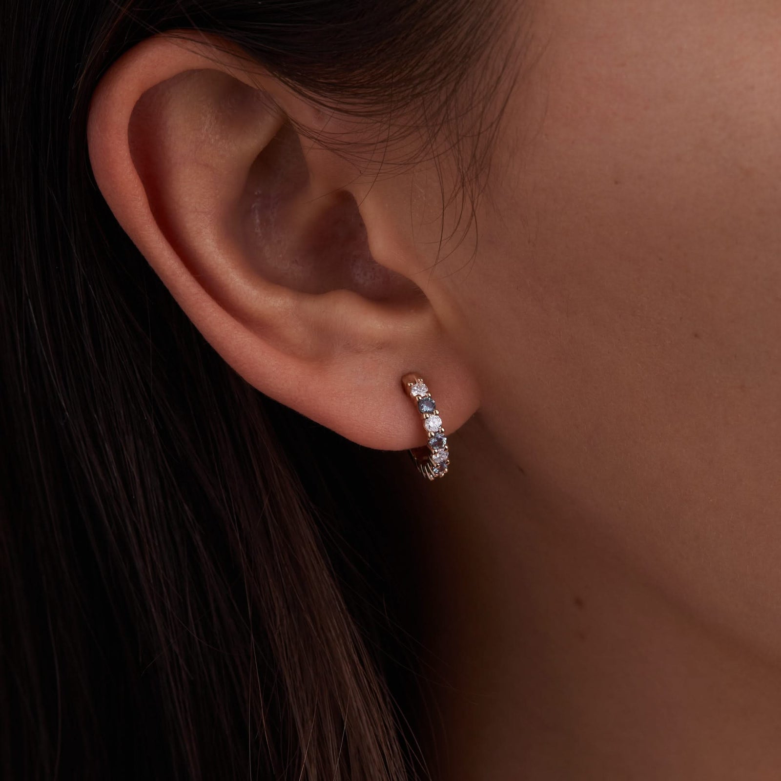 Rosecliff Diamond & Alexandrite Huggie Hoop Earrings in 14k Gold (June)