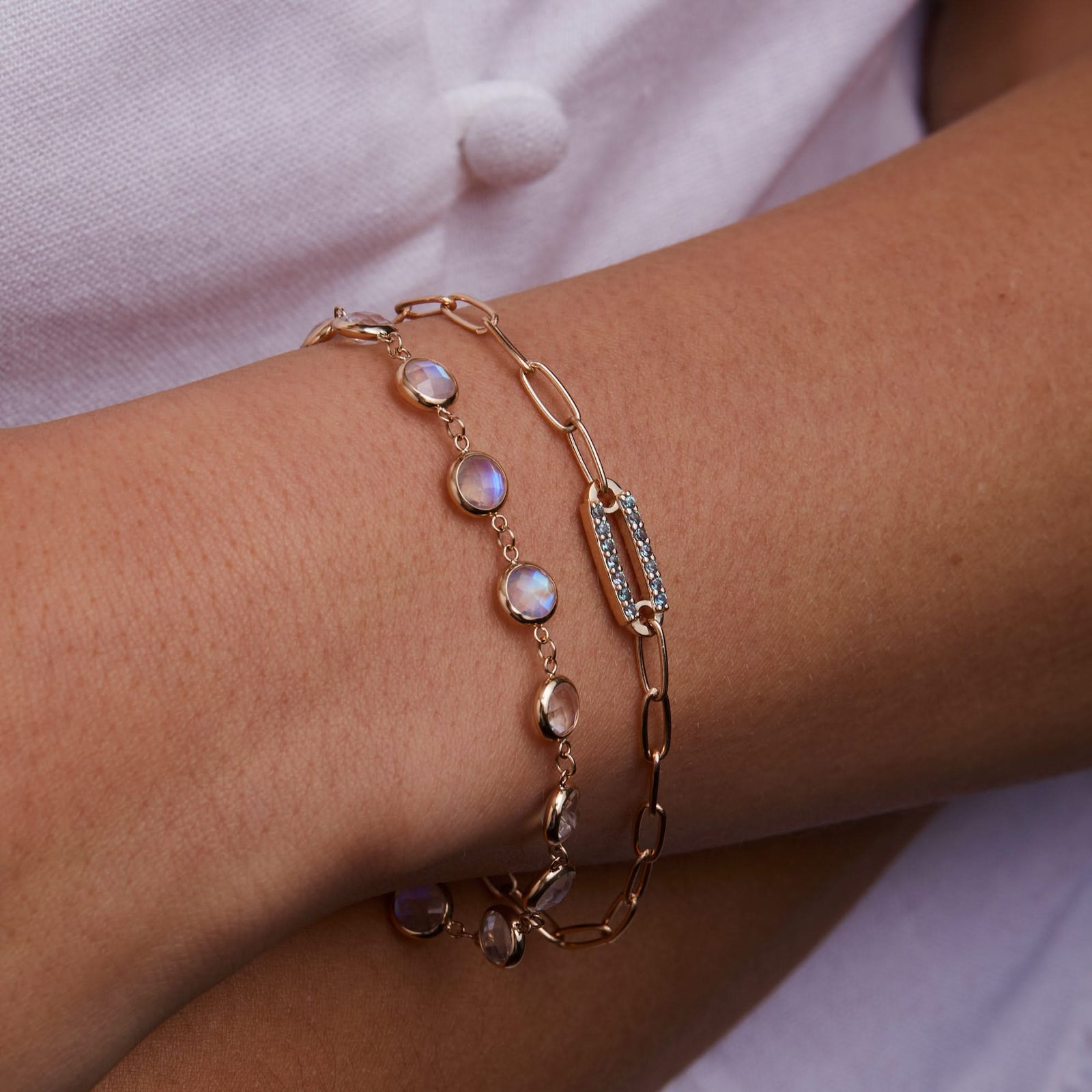 Newport Grand Moonstone Bracelet in 14k Gold (June)