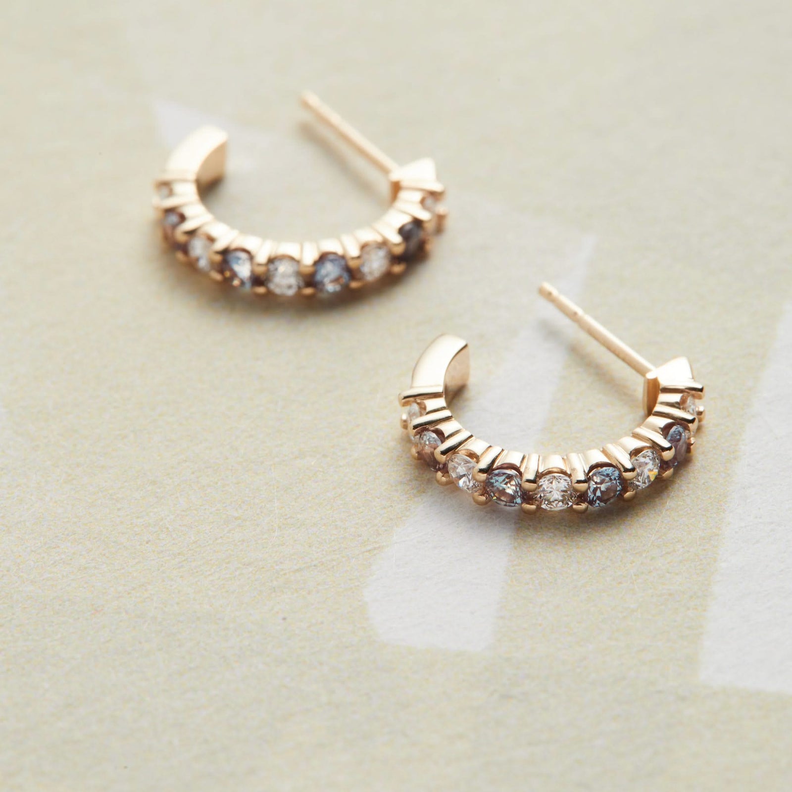 Rosecliff Diamond & Alexandrite Huggie Hoop Earrings in 14k Gold (June)