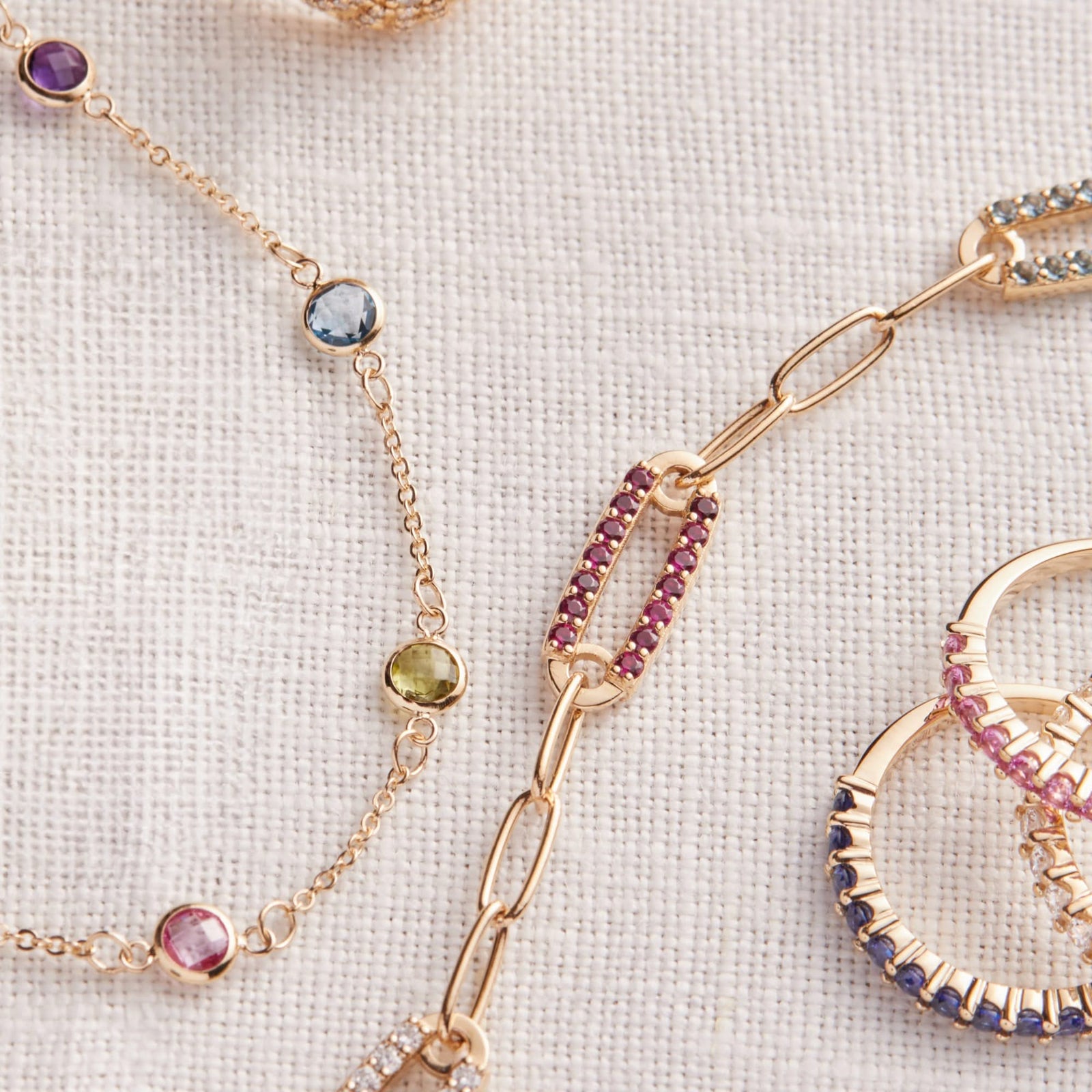 Petite 4 Birthstone Necklace in 14k Gold