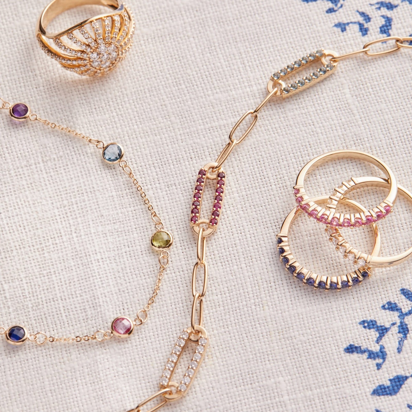 Petite 5 Birthstone Bracelet in 14k Gold