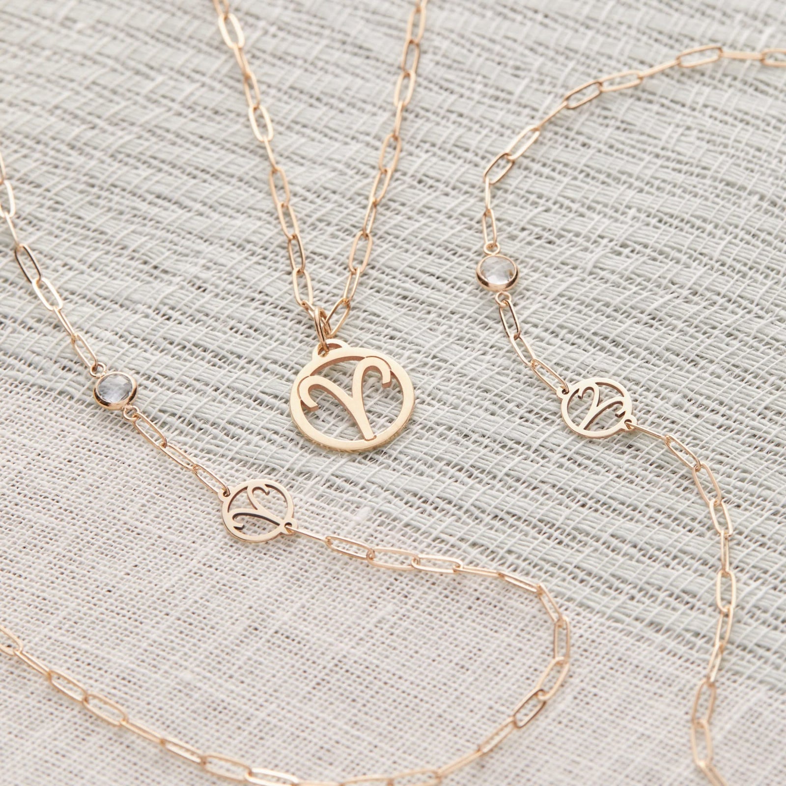 Zodiac & Birthstone Adelaide Mini Necklace in 14k Gold