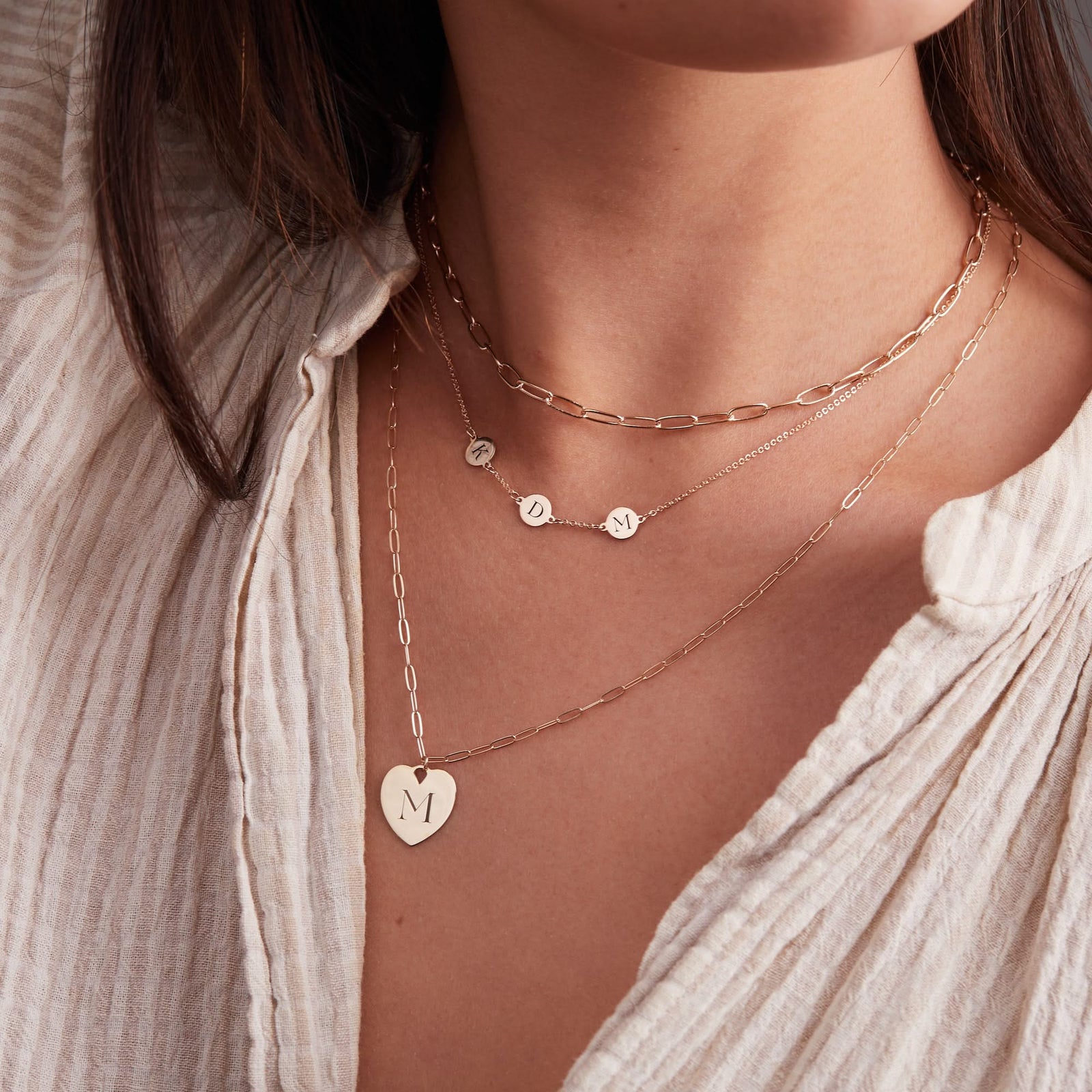 3 Letter Necklace in 14k Gold (Single Spacing)