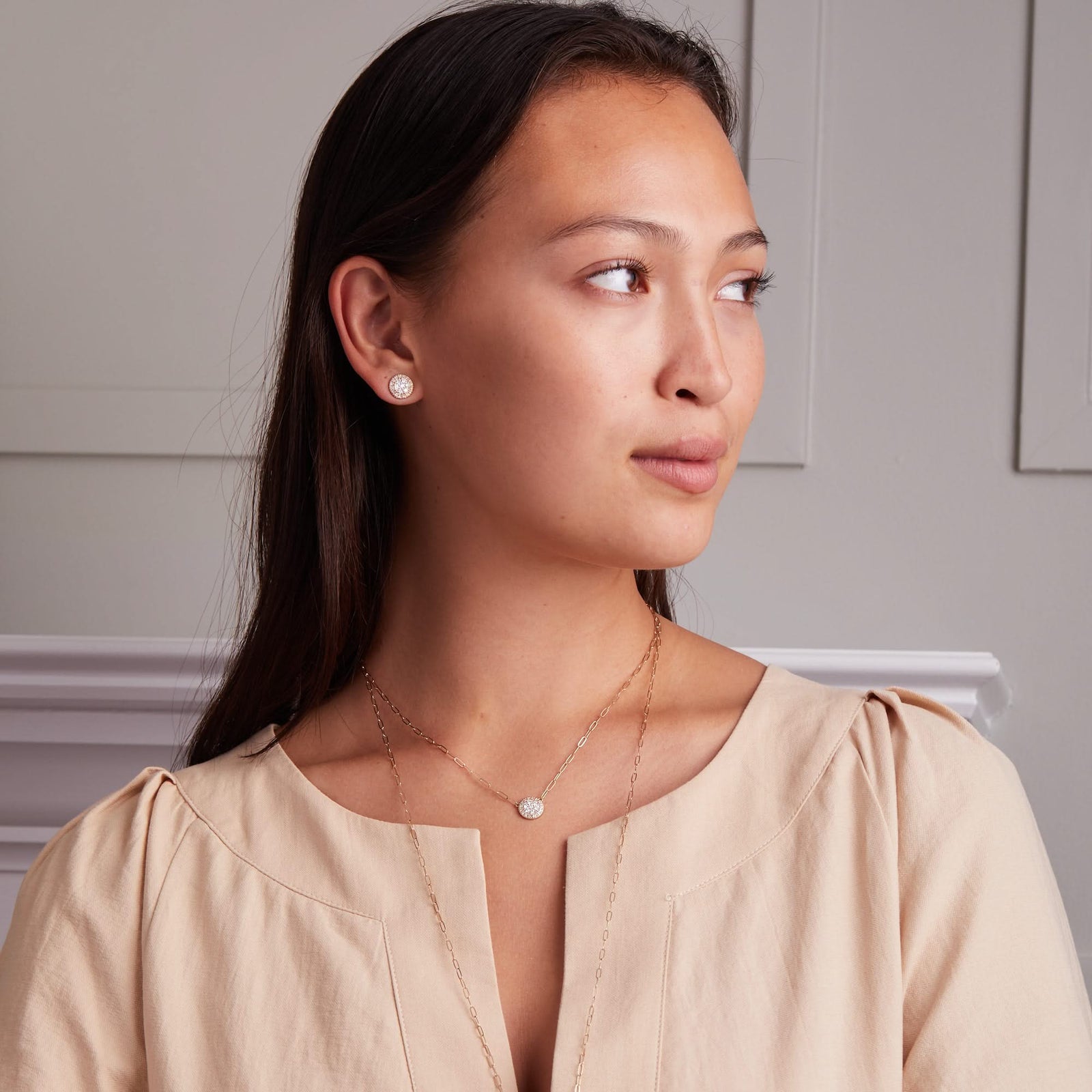 Palmer Diamond Stud Earrings in Solid 14k Gold