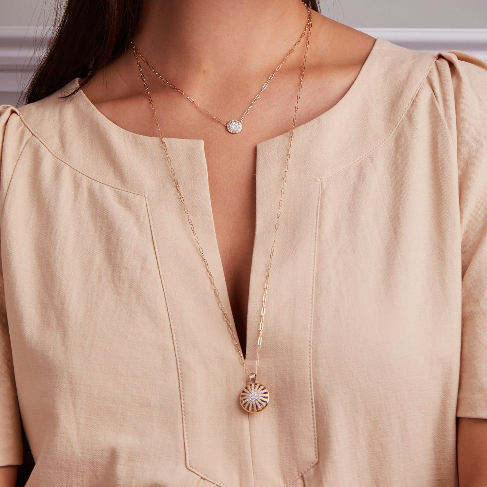 Palmer Diamond Dome Pendant in Solid 14k Gold